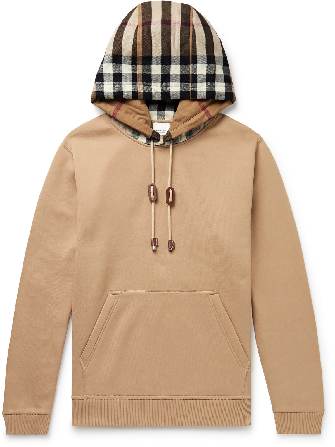 Checked Cotton-Blend Jersey Hoodie
