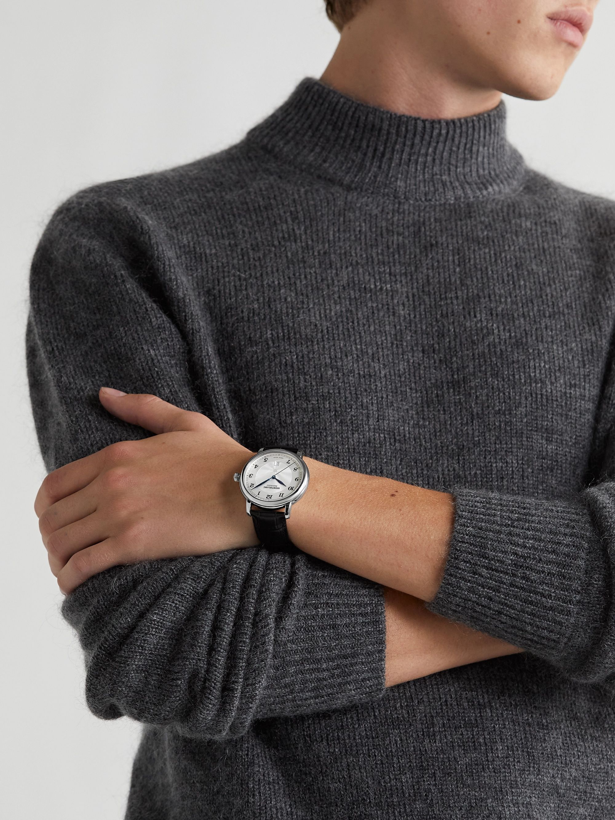 MONTBLANC Star Legacy Automatic 42mm Stainless Steel and Croc-Effect Leather Watch, Ref. No. 128681