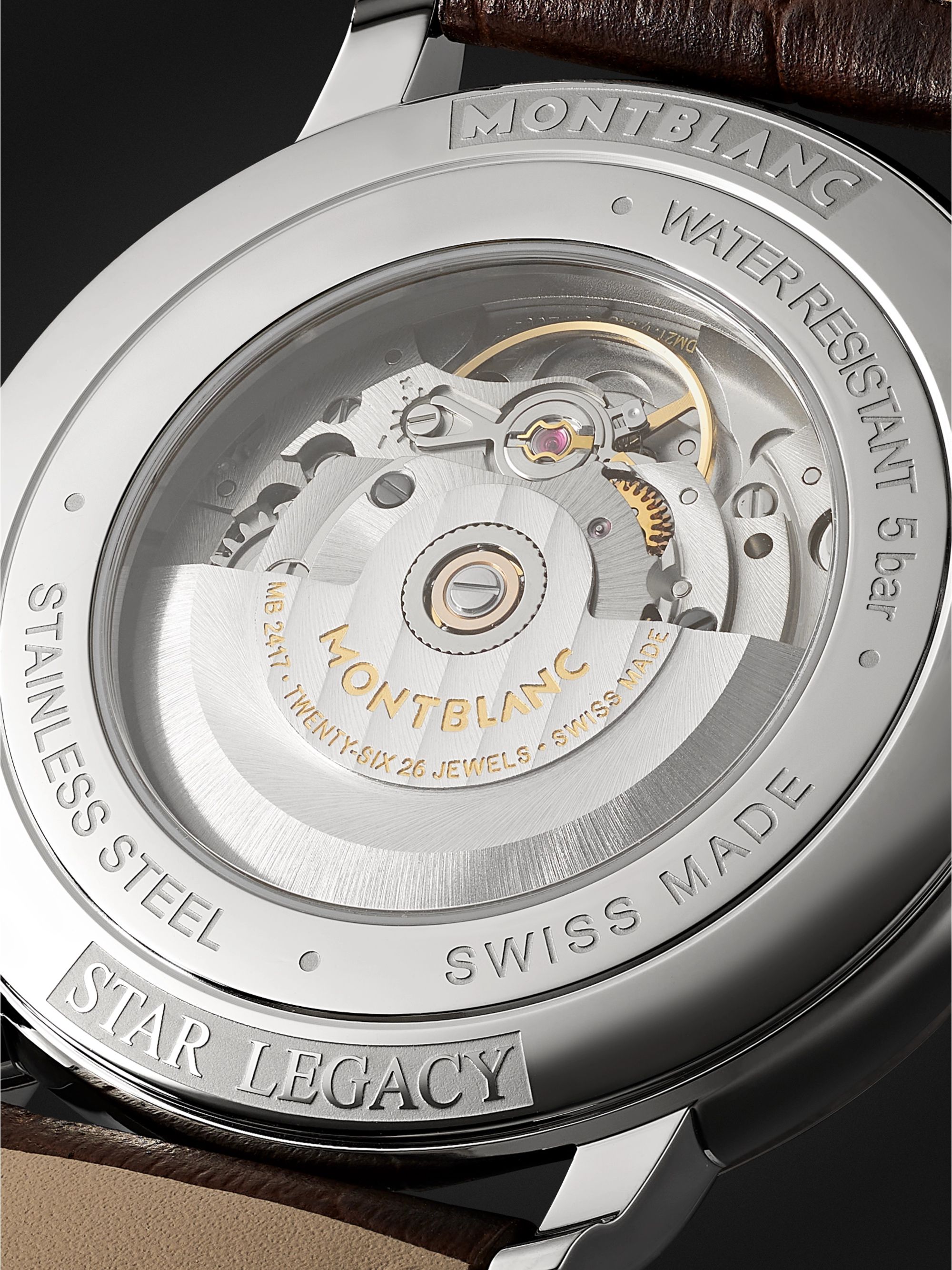 MONTBLANC Star Legacy Automatic 42mm 18-Karat Rose Gold, Stainless Steel and Croc-Effect Leather Watch, Ref. No. 128683