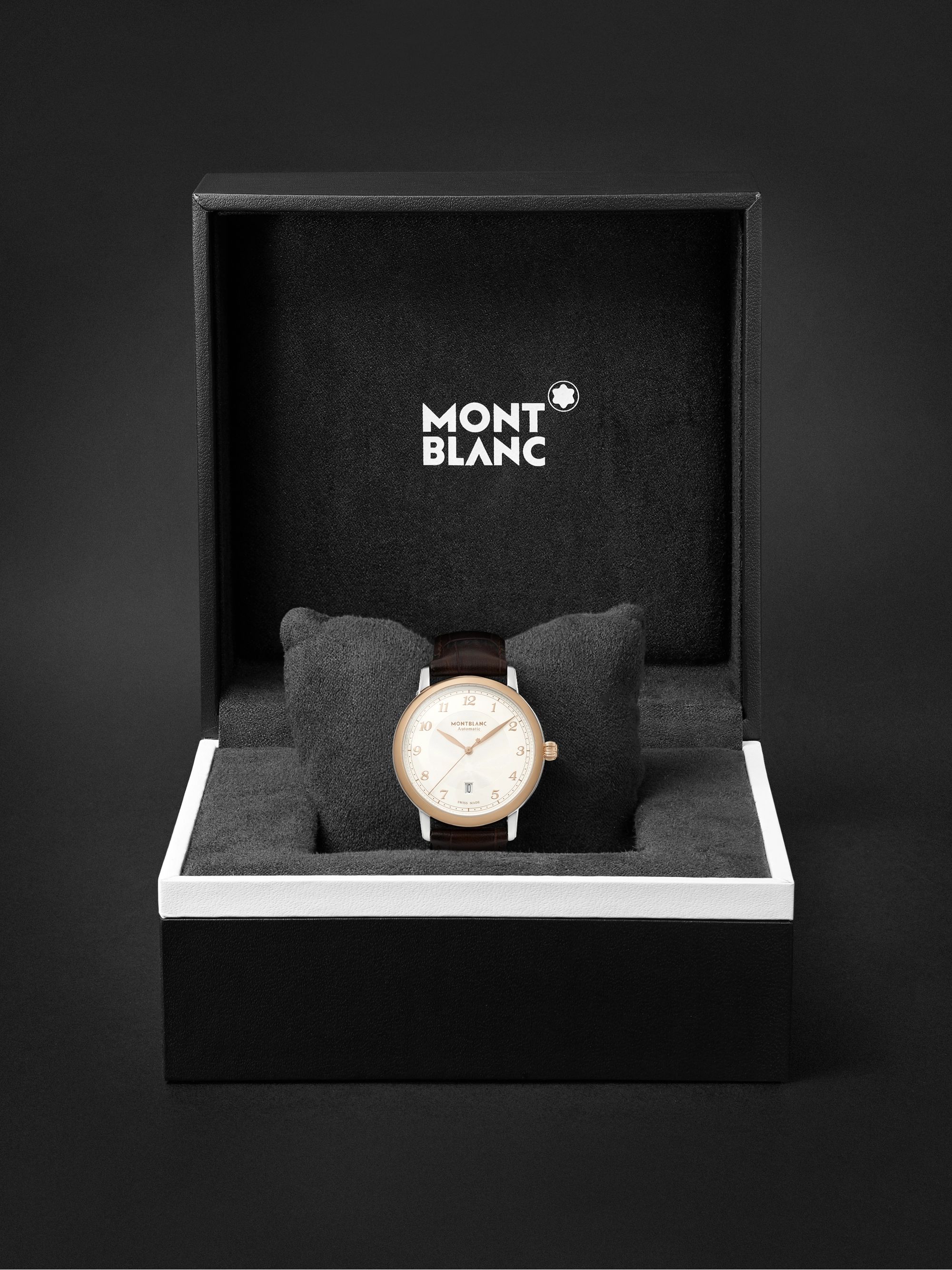 MONTBLANC Star Legacy Automatic 42mm 18-Karat Rose Gold, Stainless Steel and Croc-Effect Leather Watch, Ref. No. 128683