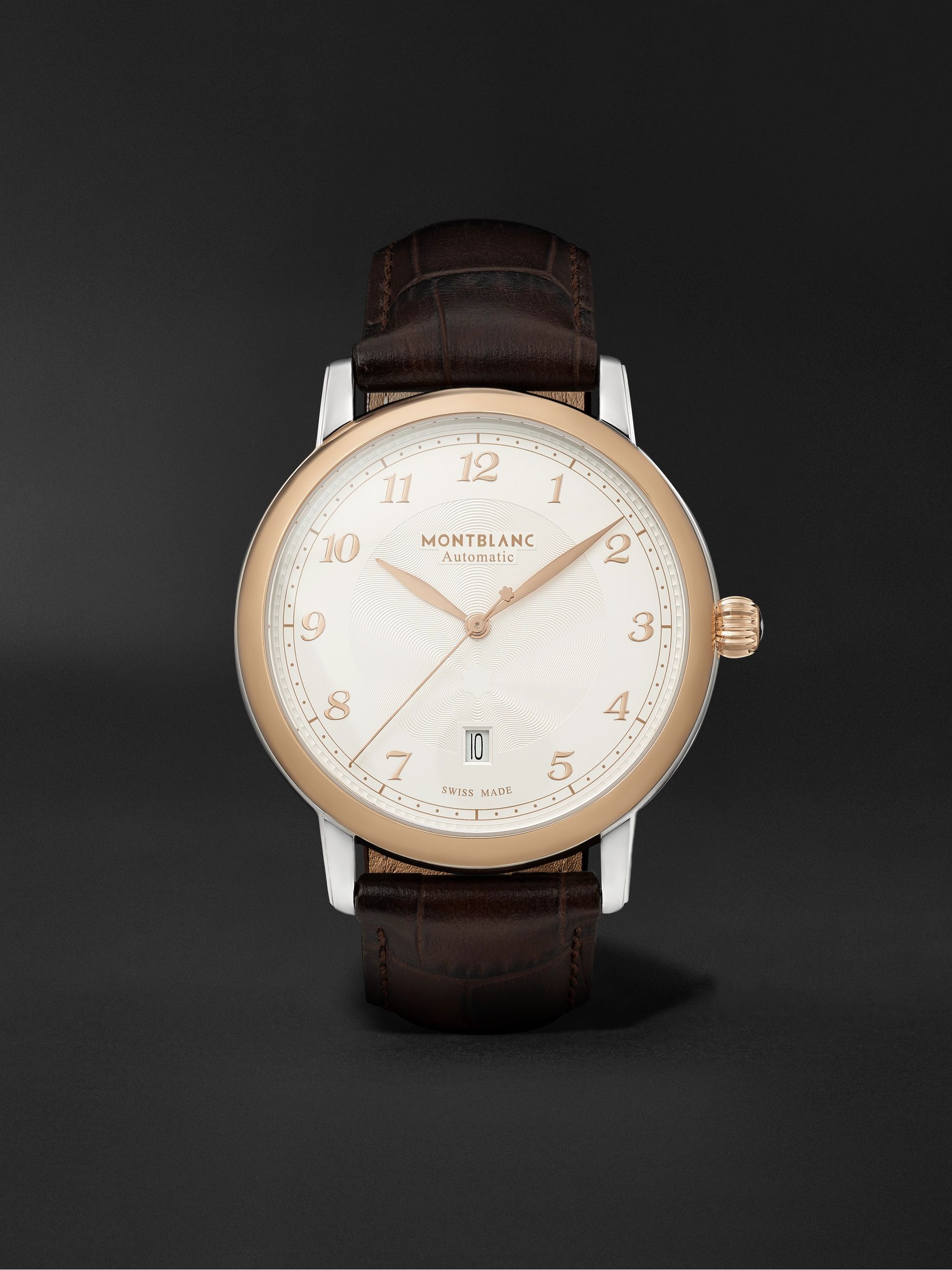 MONTBLANC Star Legacy Automatic 42mm 18-Karat Rose Gold, Stainless Steel and Croc-Effect Leather Watch, Ref. No. 128683