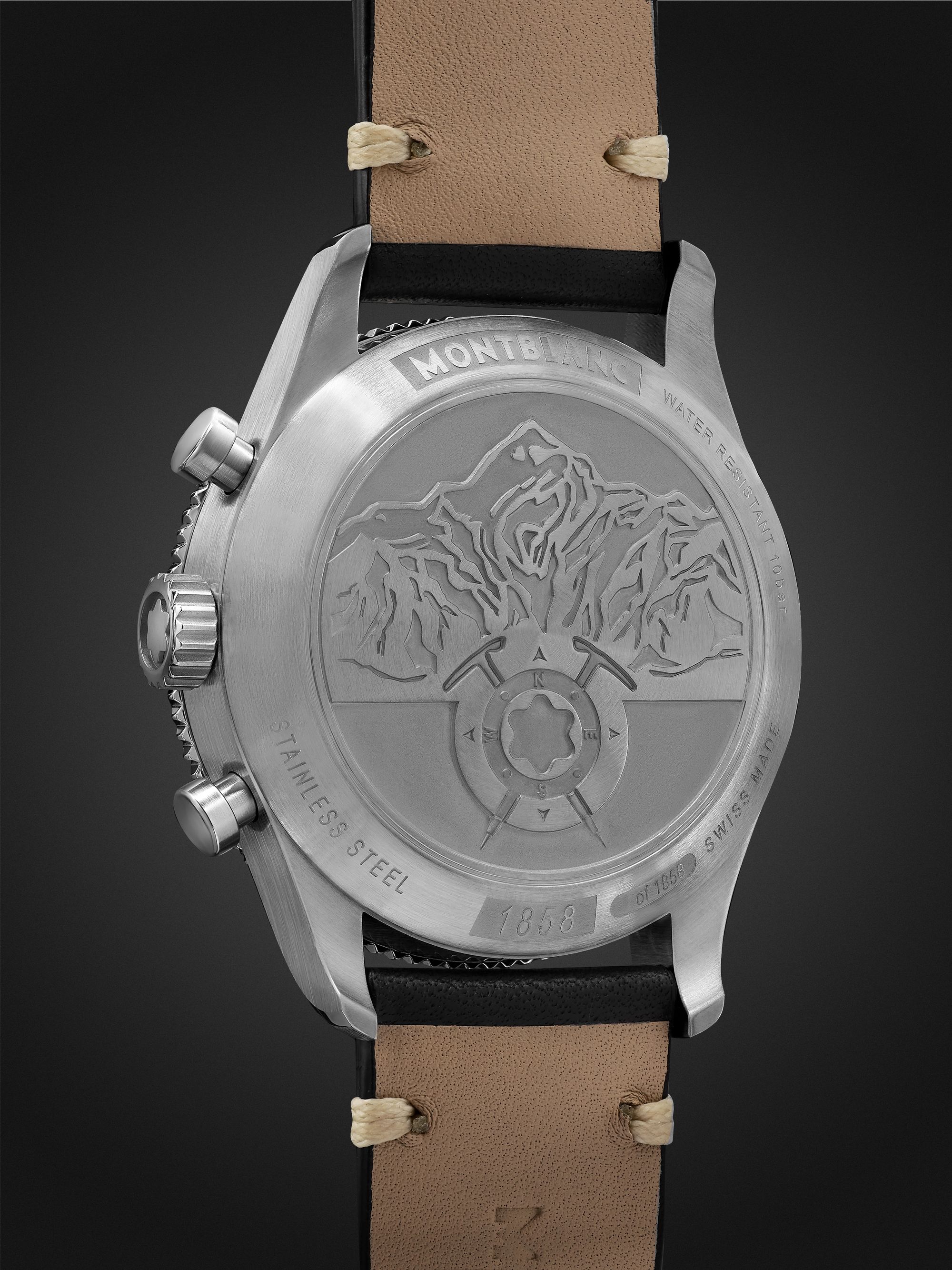 MONTBLANC 1858 Limited Edition Automatic Chronograph 42mm Stainless Steel and Leather Watch, Ref. No. 126915