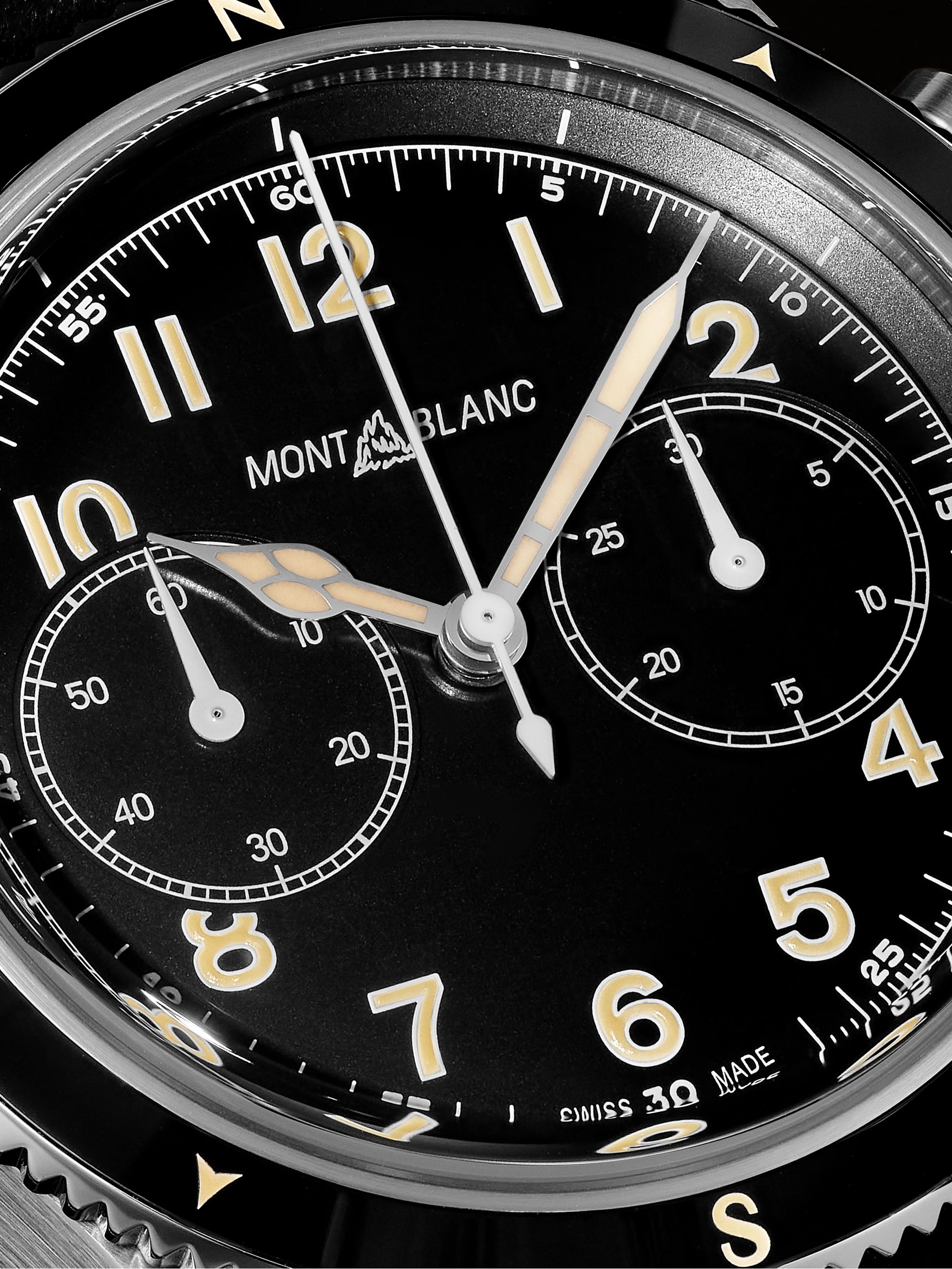 MONTBLANC 1858 Limited Edition Automatic Chronograph 42mm Stainless Steel and Leather Watch, Ref. No. 126915