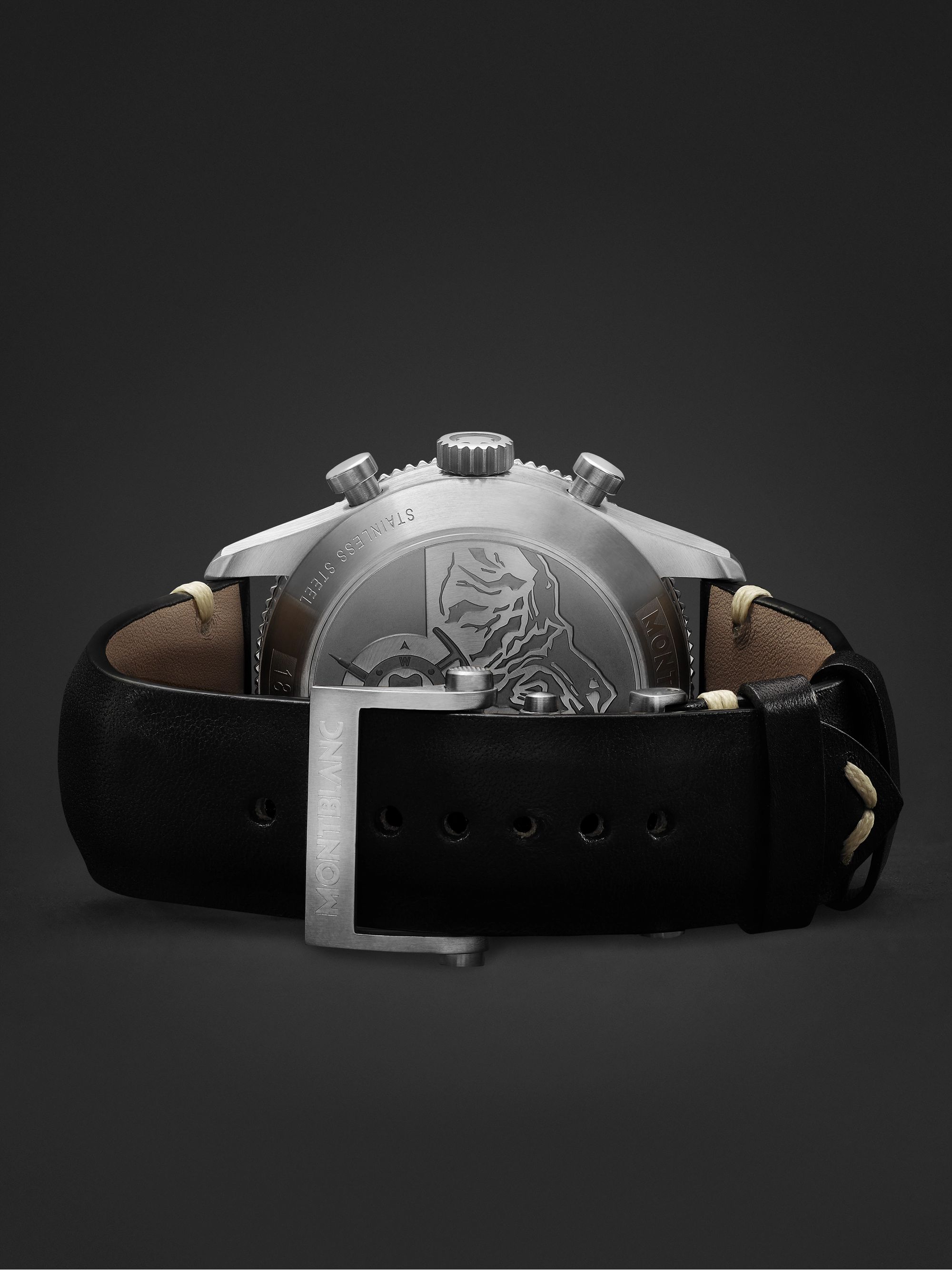 MONTBLANC 1858 Limited Edition Automatic Chronograph 42mm Stainless Steel and Leather Watch, Ref. No. 126915