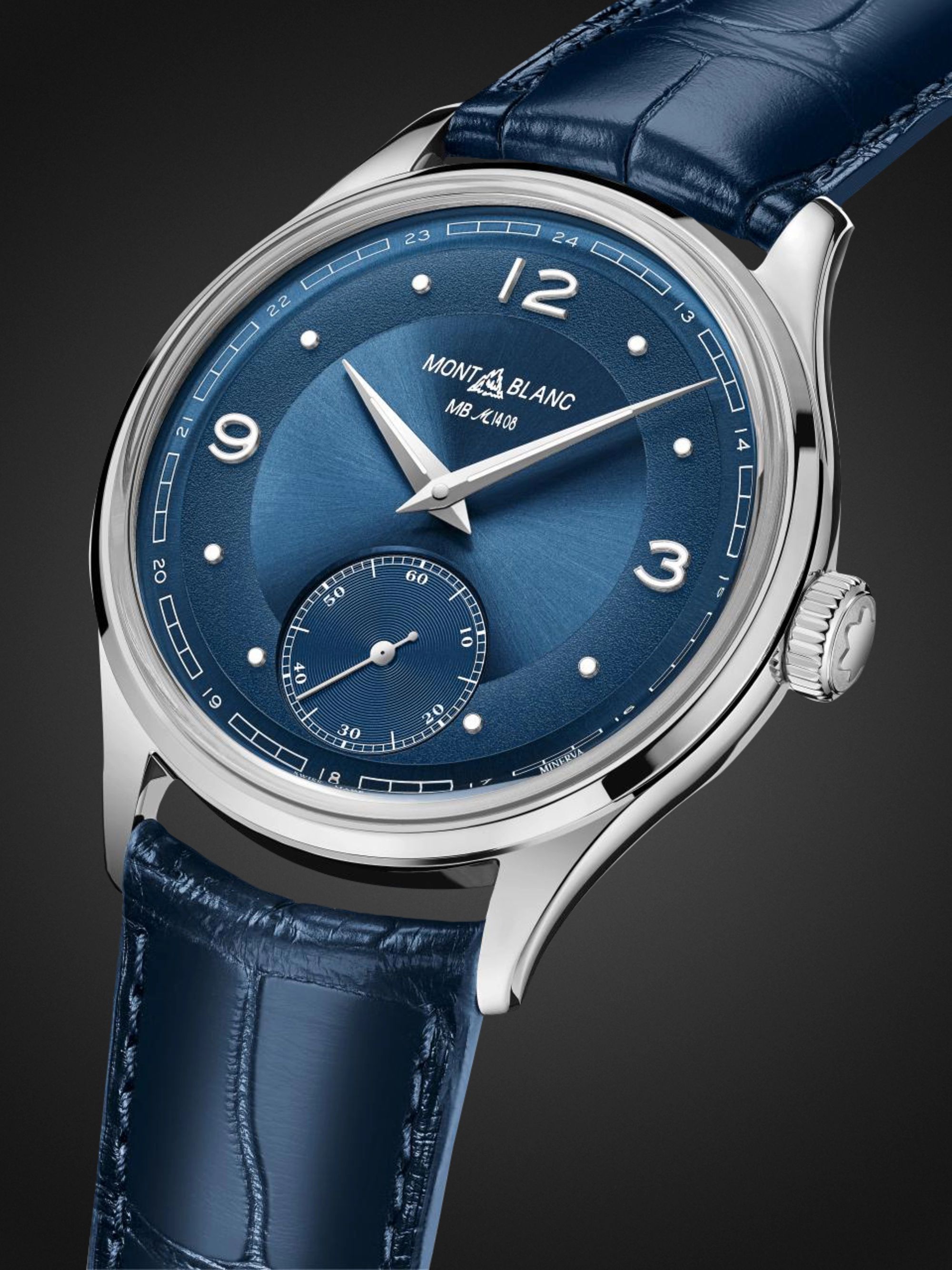 MONTBLANC Pythagore Small Second Limited Edition Hand-Wound 39mm 18-Karat White Gold and Alligator Watch, Ref. No. 128666
