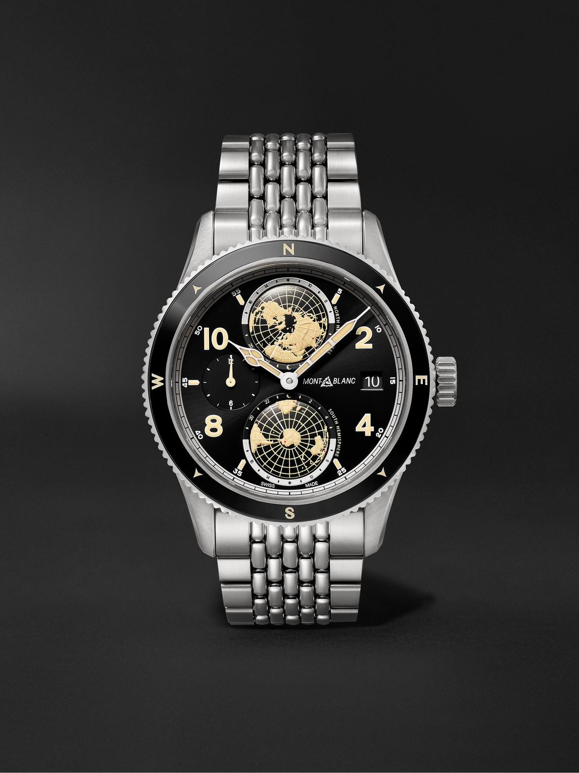 Montblanc 1858 Geosphere Automatic 42mm Stainless Steel Watch, Ref. No. 125872 In Silver