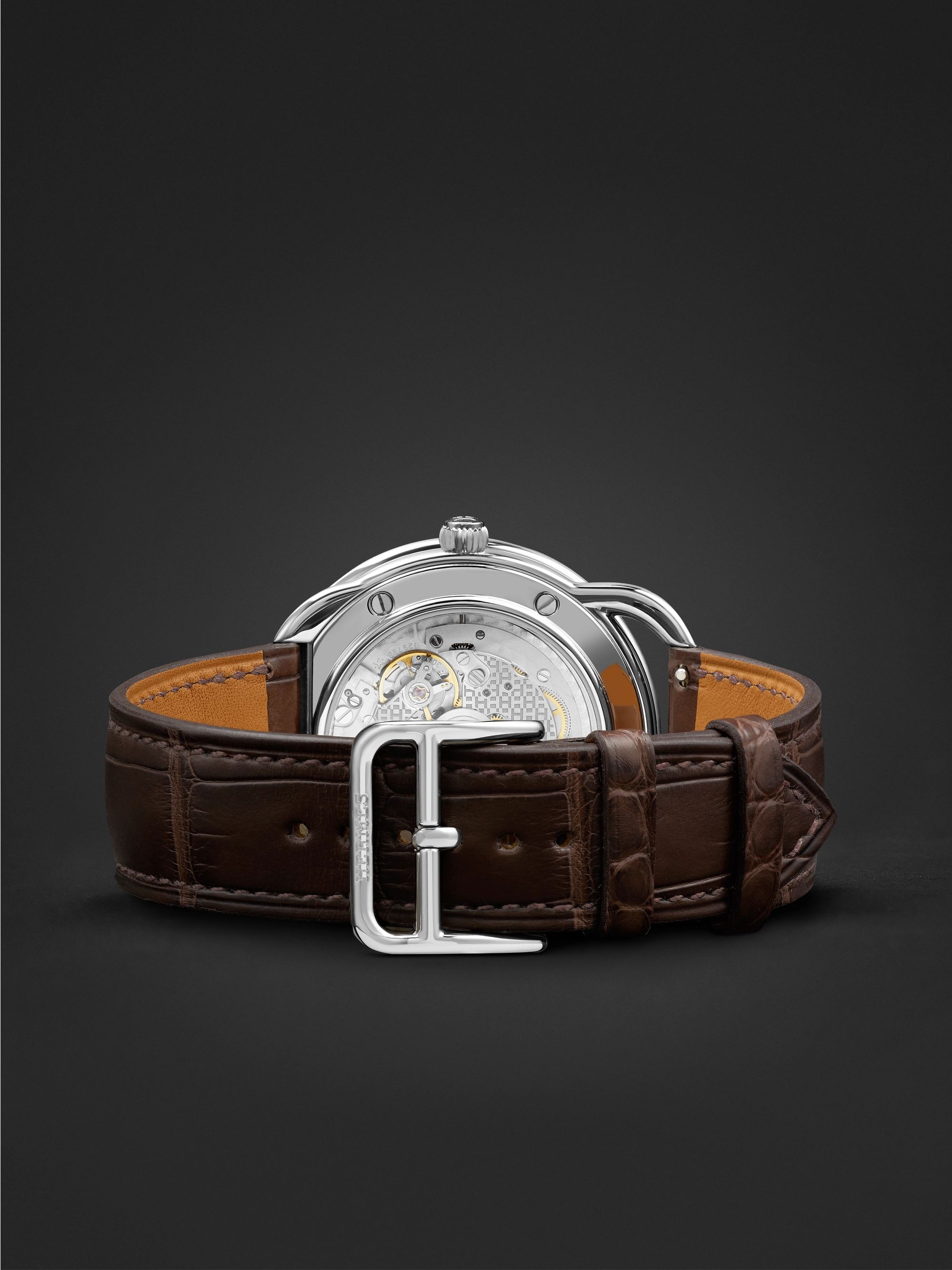 HERMÈS TIMEPIECES Arceau Automatic 40mm Steel and Alligator Watch, Ref. No. 055562WW00