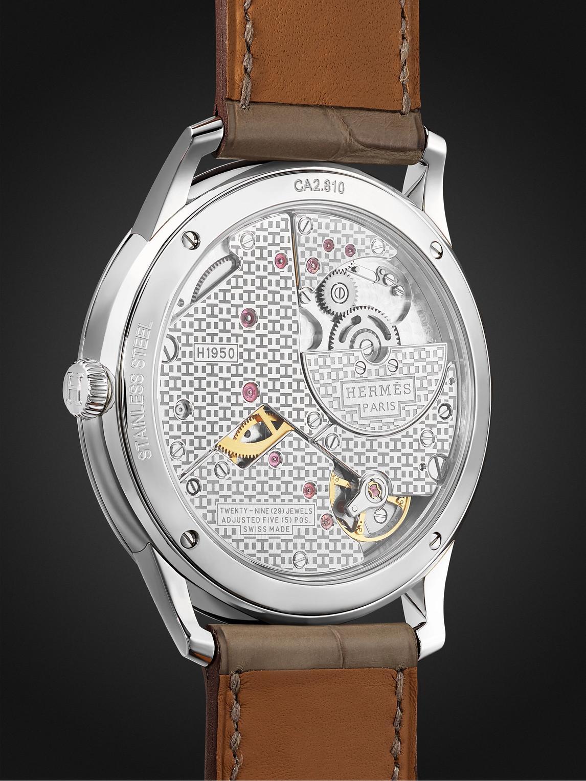 Shop Hermès Timepieces Slim D'hermès Acier Automatic 39.5mm Stainless Steel And Alligator Watch, Ref. No. W045266ww00 In White
