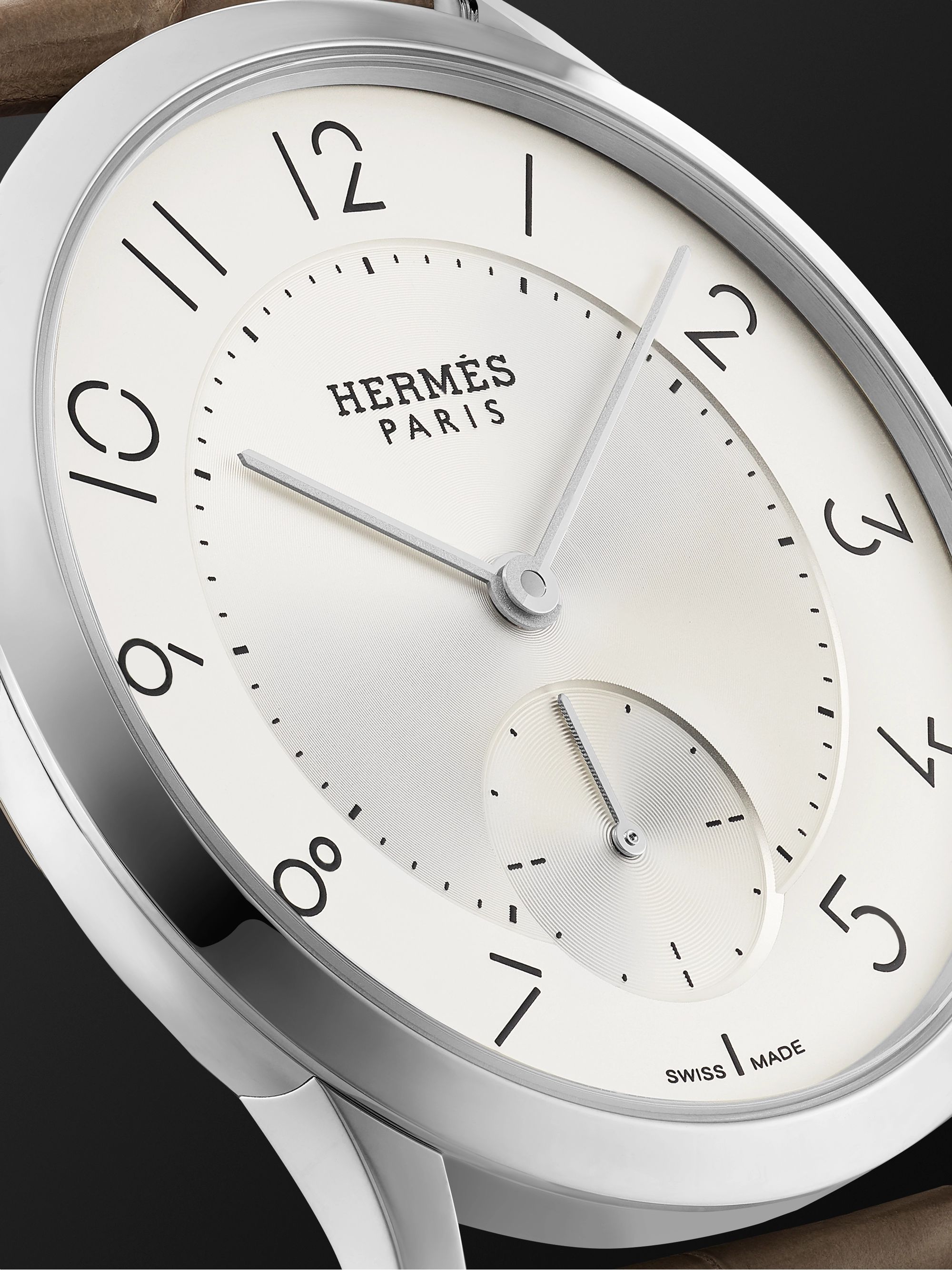 HERMÈS TIMEPIECES Slim d'Hermès Acier Automatic 39.5mm Stainless Steel and Alligator Watch, Ref. No. W045266WW00