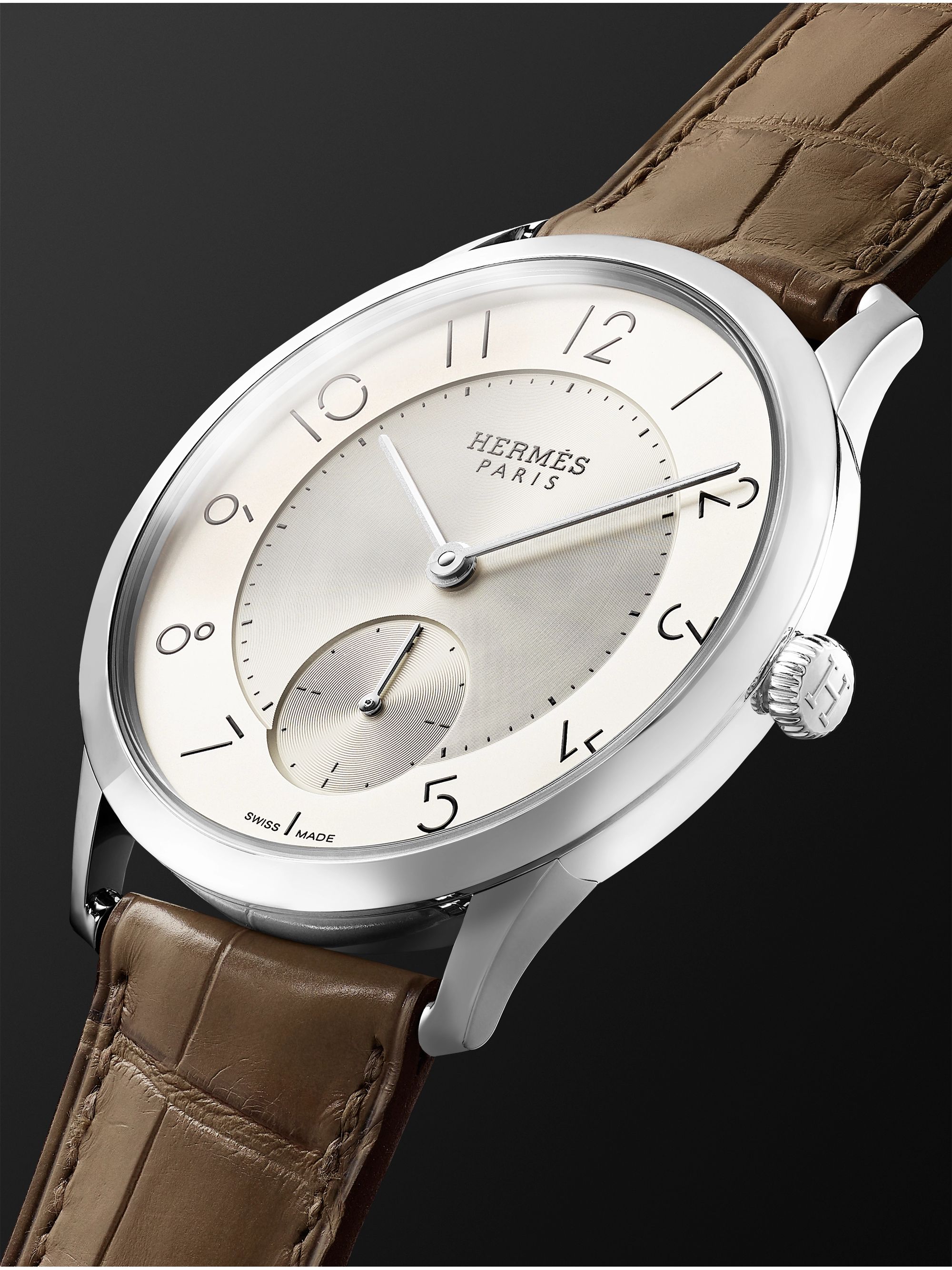 HERMÈS TIMEPIECES Slim d'Hermès Acier Automatic 39.5mm Stainless Steel and Alligator Watch, Ref. No. W045266WW00