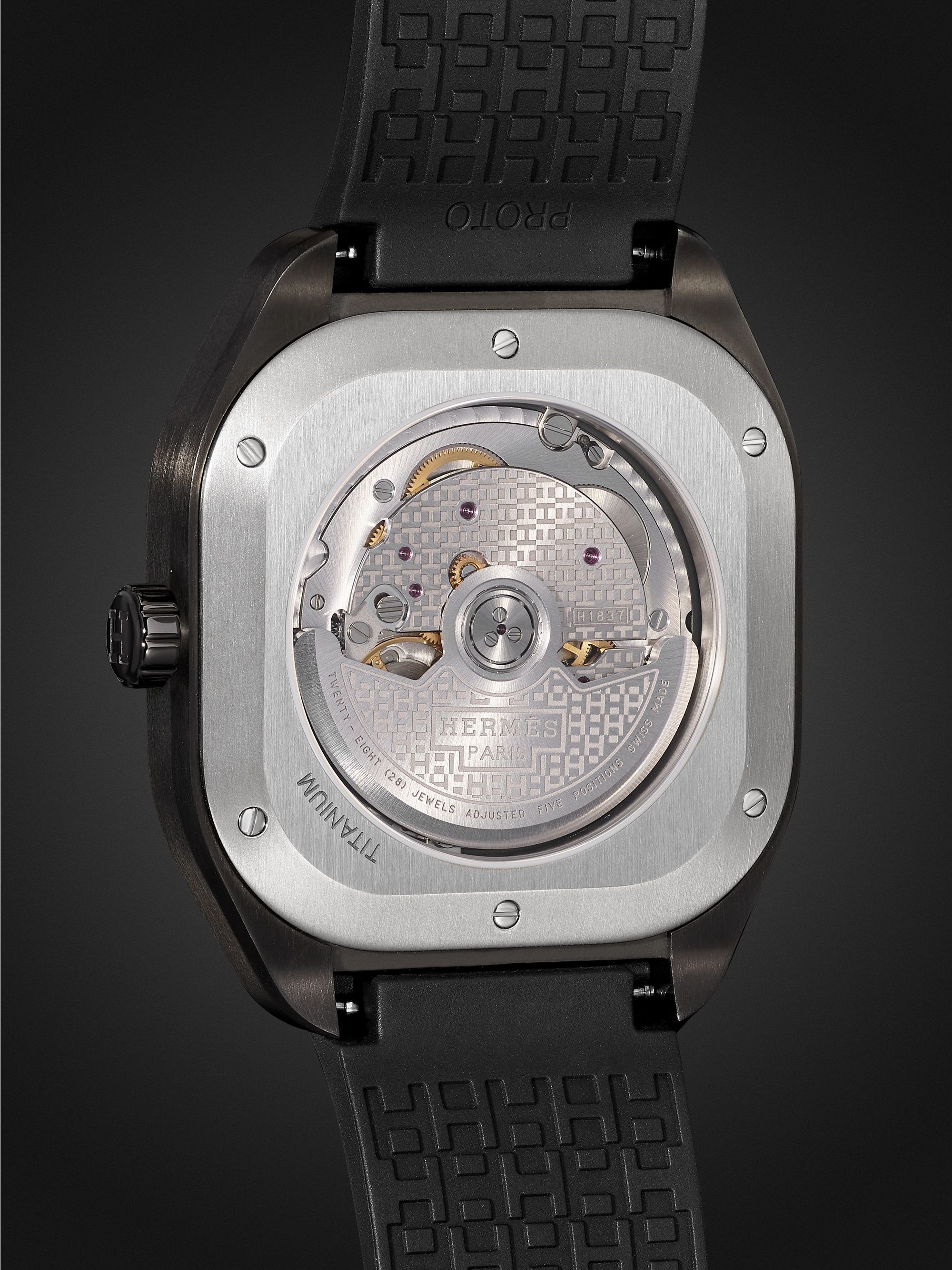 HERMÈS TIMEPIECES H08 Automatic 39mm DLC-Coated Titanium and Rubber Watch, Ref. No. 049428WW00
