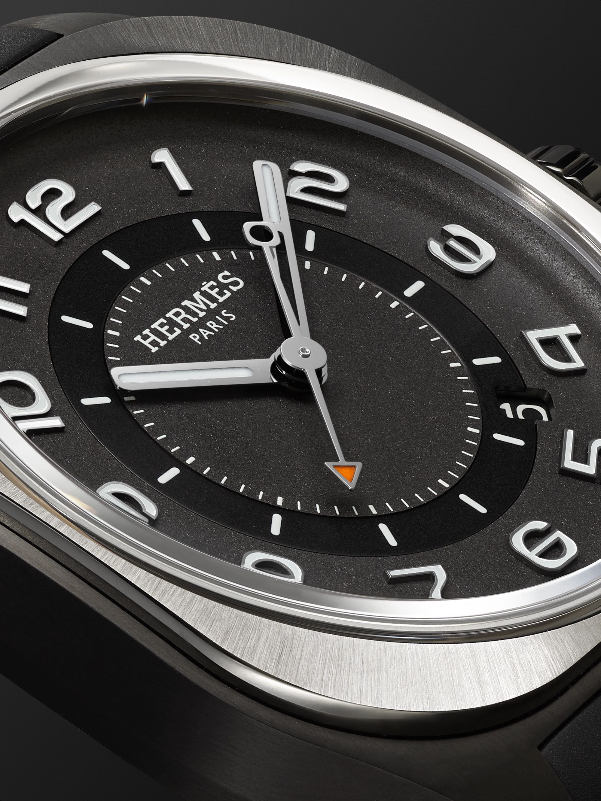 HERMÈS TIMEPIECES H08 Automatic 39mm DLC-Coated Titanium and Rubber Watch, Ref. No. 049428WW00