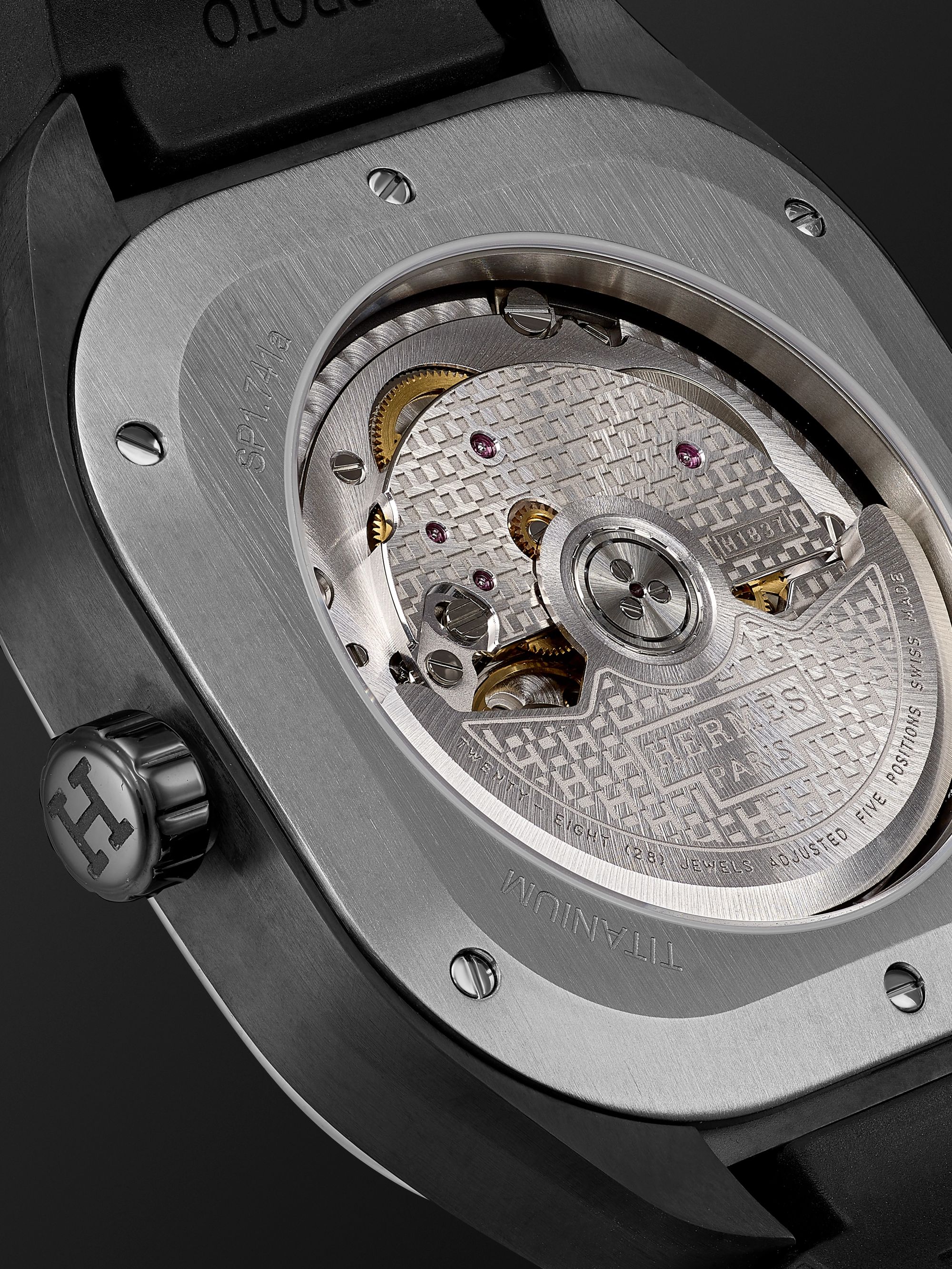 HERMÈS TIMEPIECES H08 Automatic 39mm DLC-Coated Titanium and Rubber Watch, Ref. No. 049428WW00