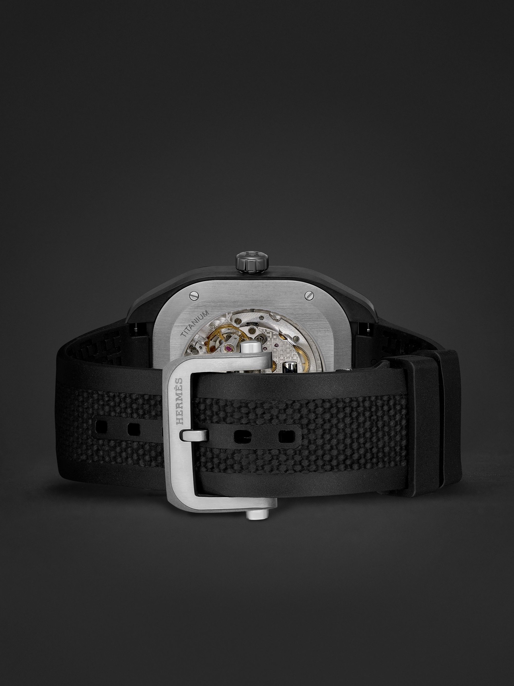 HERMÈS TIMEPIECES H08 Automatic 39mm DLC-Coated Titanium and Rubber Watch, Ref. No. 049428WW00