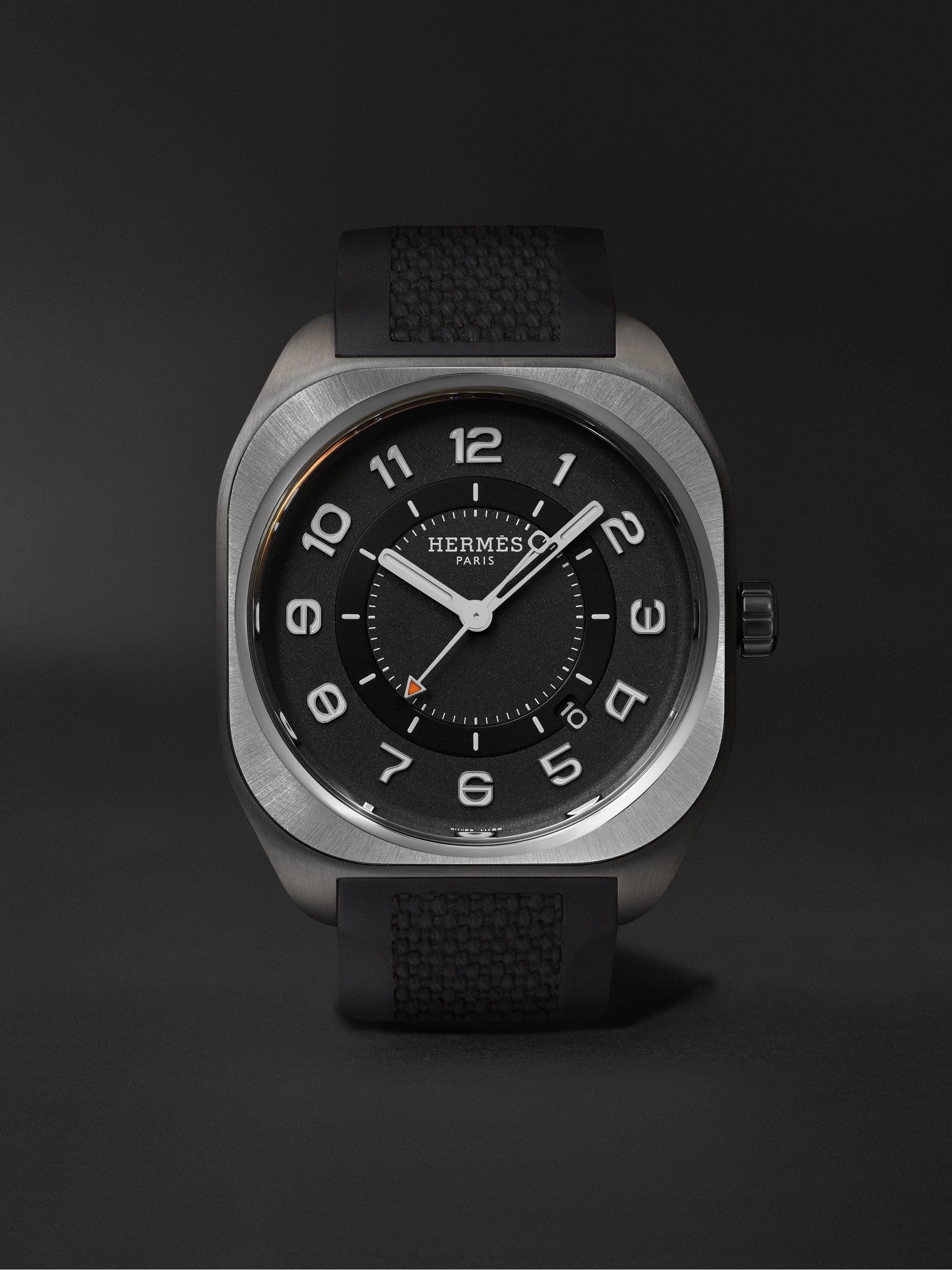 HERMÈS TIMEPIECES H08 Automatic 39mm DLC-Coated Titanium and Rubber Watch, Ref. No. 049428WW00