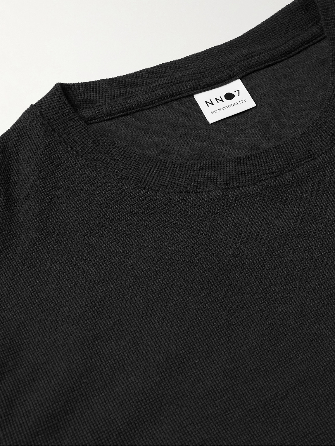Shop Nn07 Clive Waffle-knit Cotton And Modal-blend T-shirt In Black