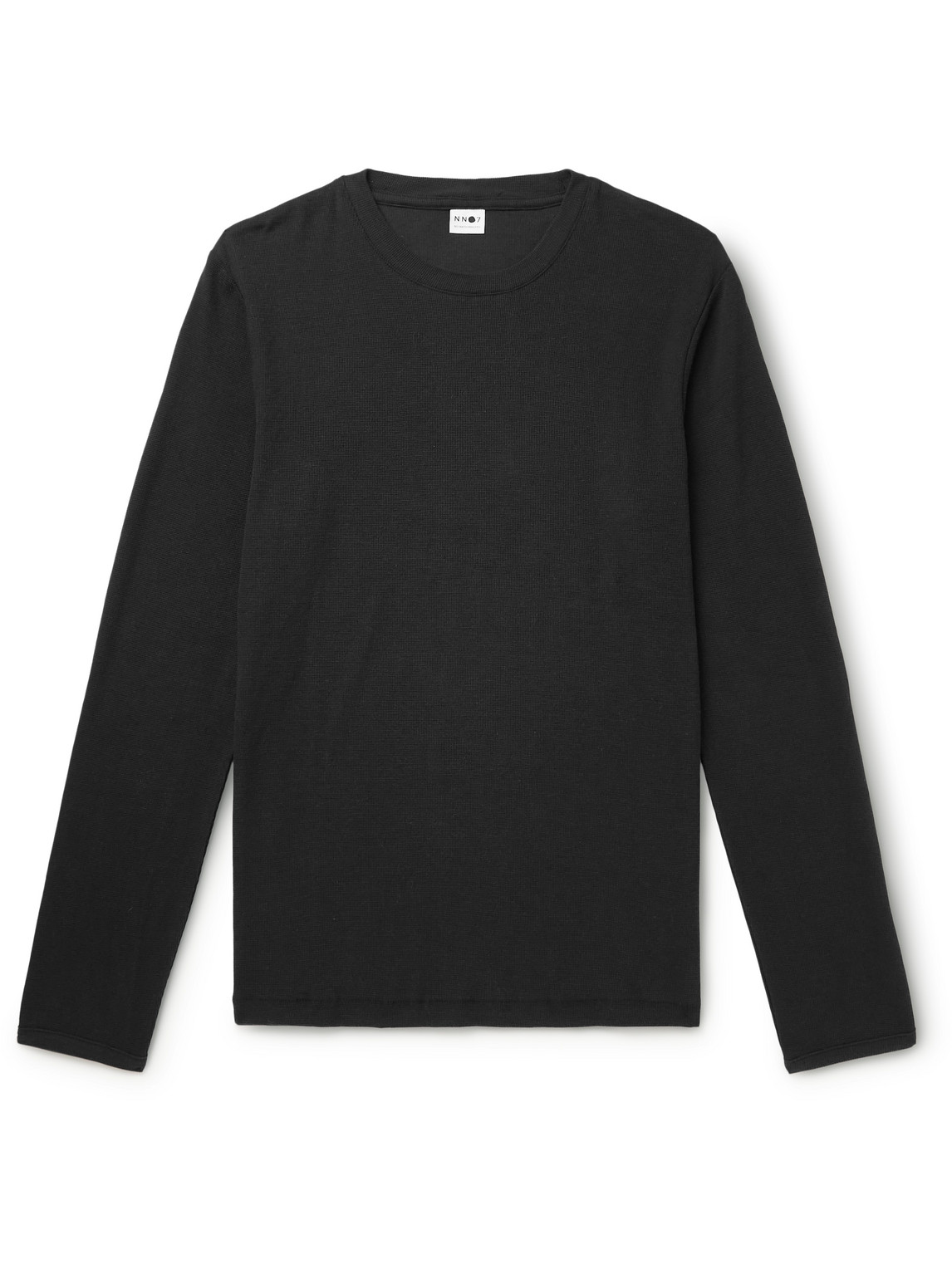 Shop Nn07 Clive Waffle-knit Cotton And Modal-blend T-shirt In Black