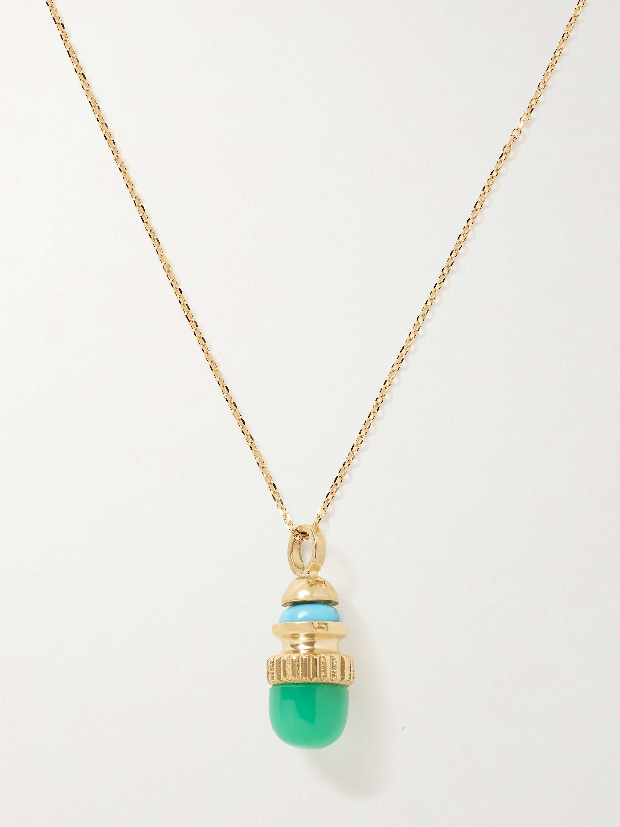 LUIS MORAIS Turquoise, Chrysoprase and 14-Karat Gold Necklace
