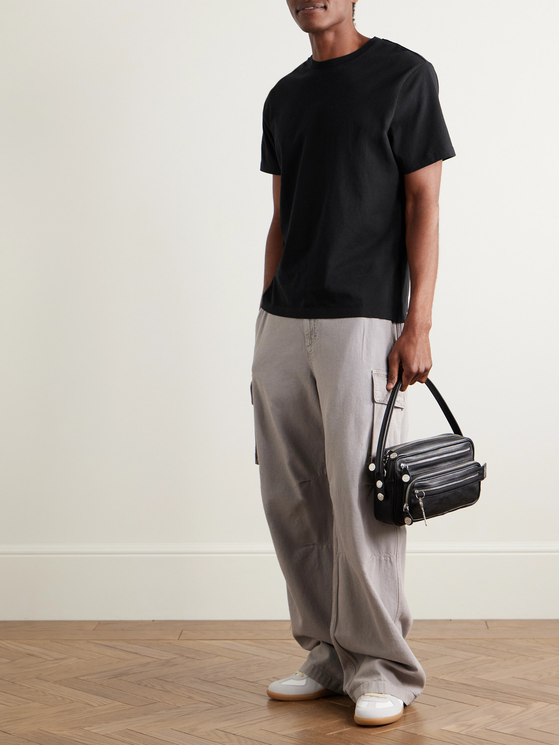 Frame Logo T-shirt Noir Cotton In Black