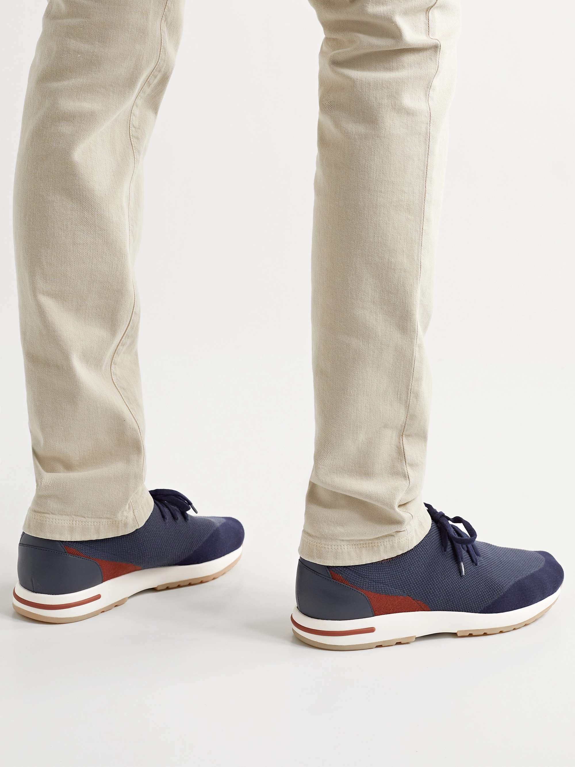 LORO PIANA 360 Flexy Walk Leather-Trimmed Knitted Wish® Silk Sneakers