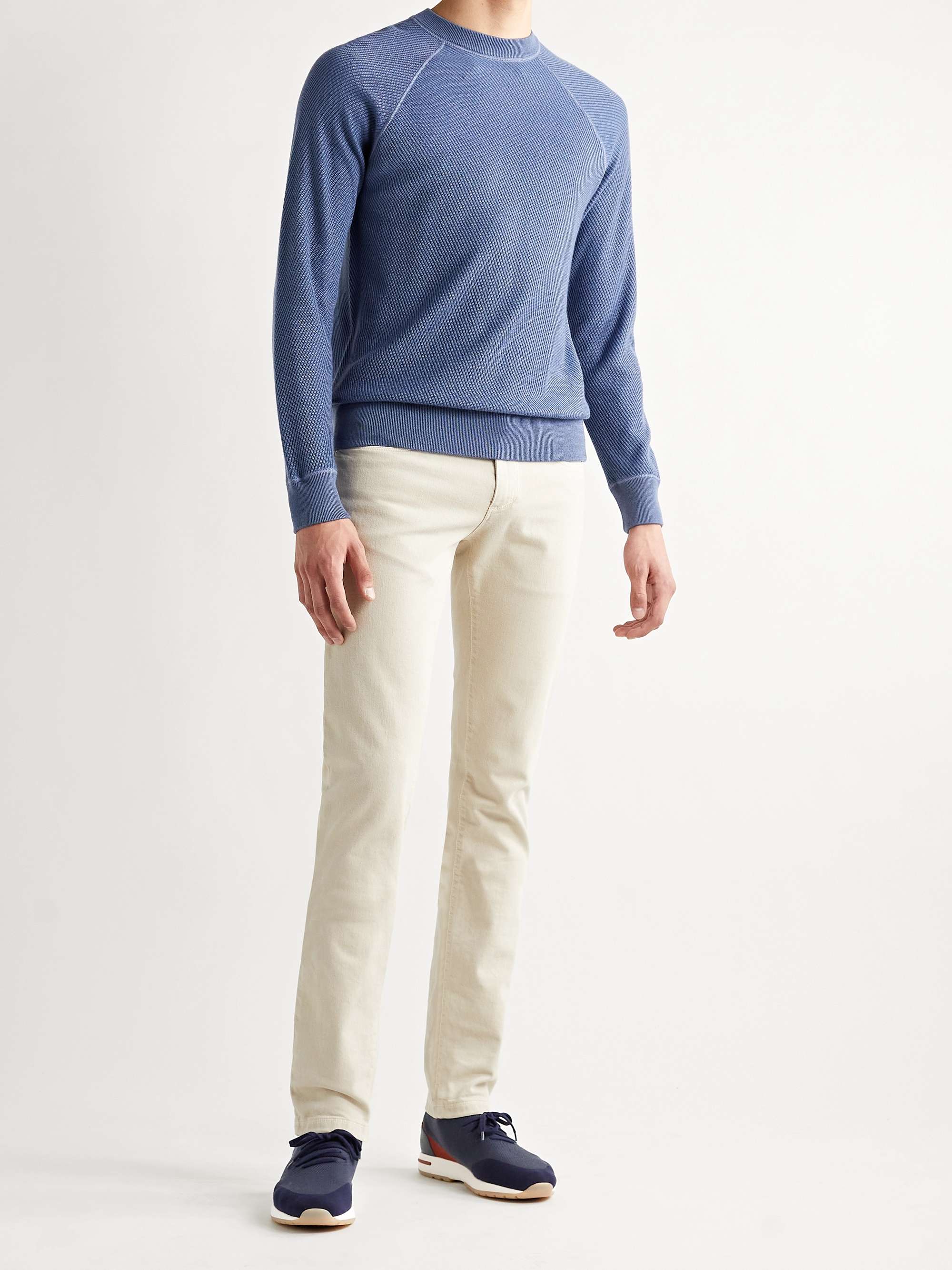 LORO PIANA 360 Flexy Walk Leather-Trimmed Knitted Wish® Silk Sneakers