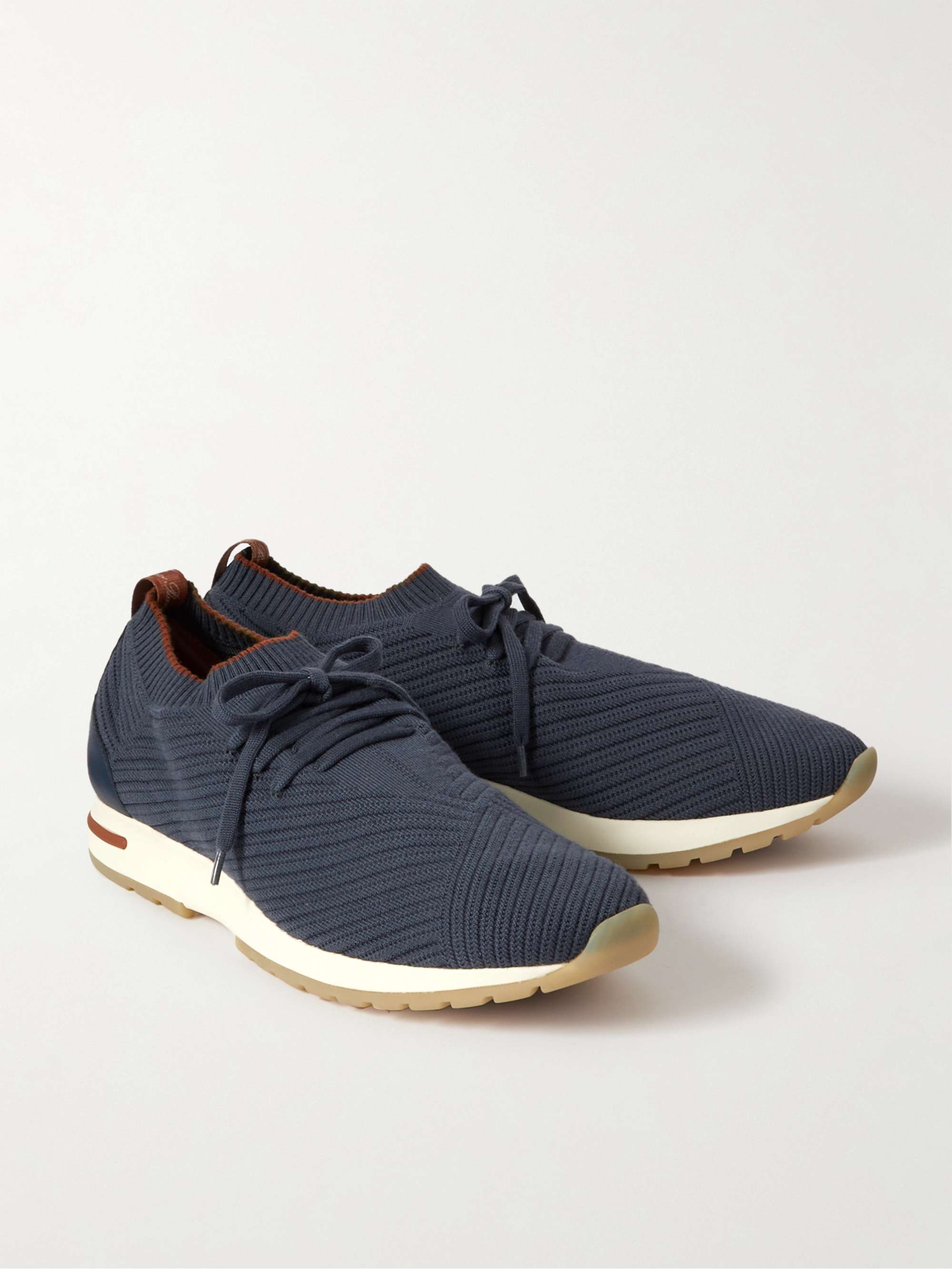 LORO PIANA 360 Flexy Walk Leather-Trimmed Knitted Wish Wool Sneakers