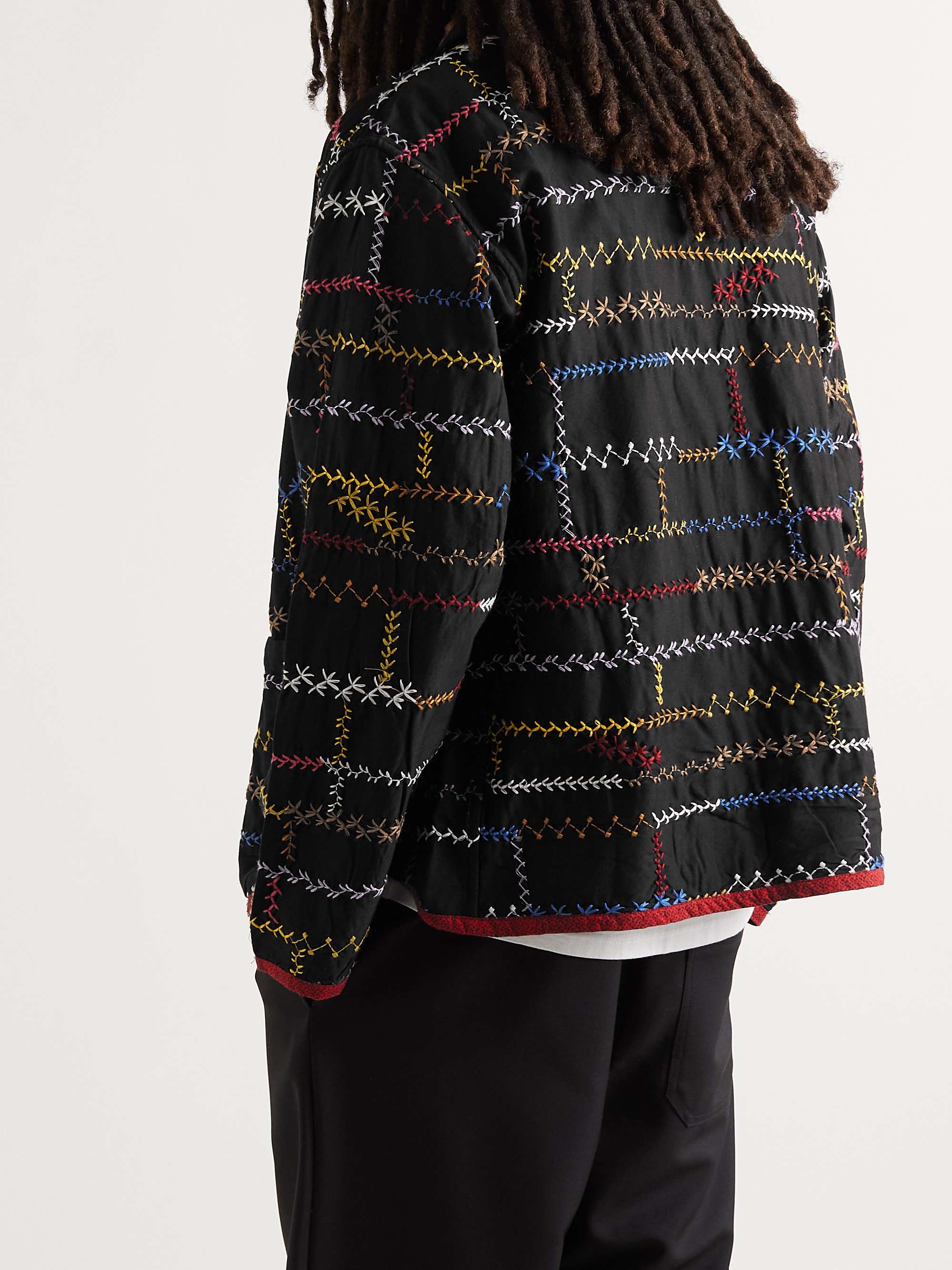 BODE Crazy Quilt Embroidered Cotton Jacket