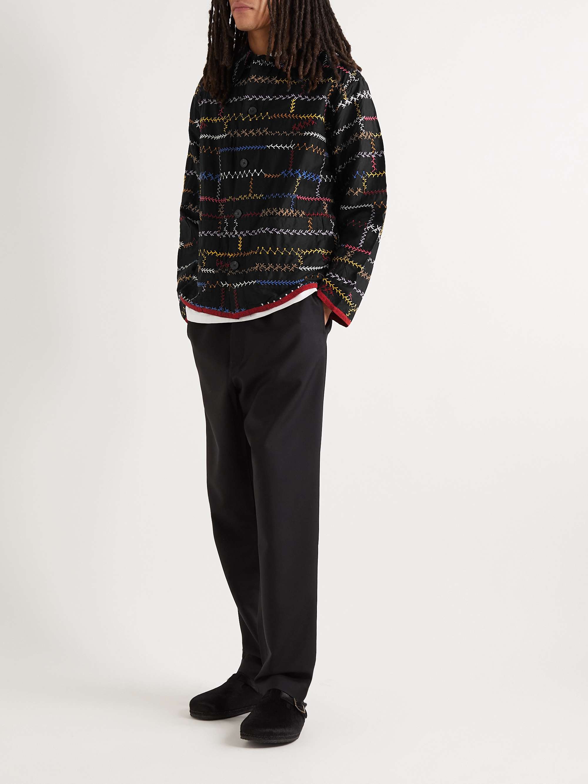BODE Crazy Quilt Embroidered Cotton Jacket