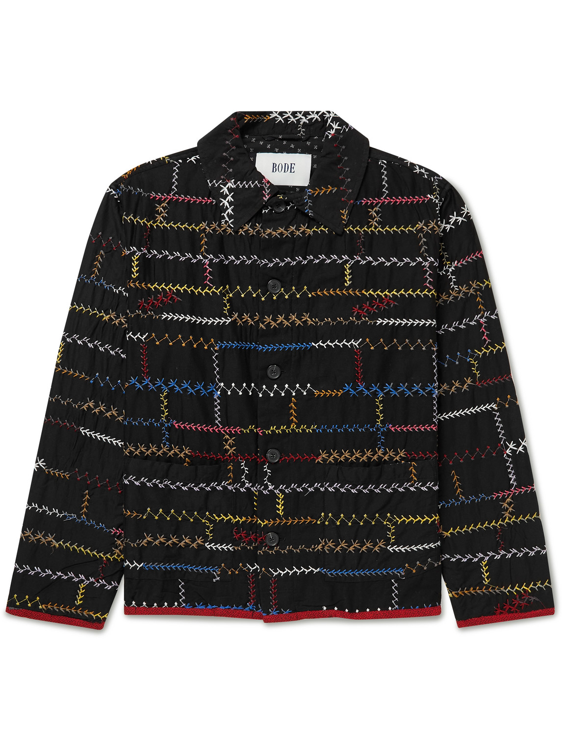 BODE - Crazy Quilt Embroidered Cotton Jacket - Men - Black - M
