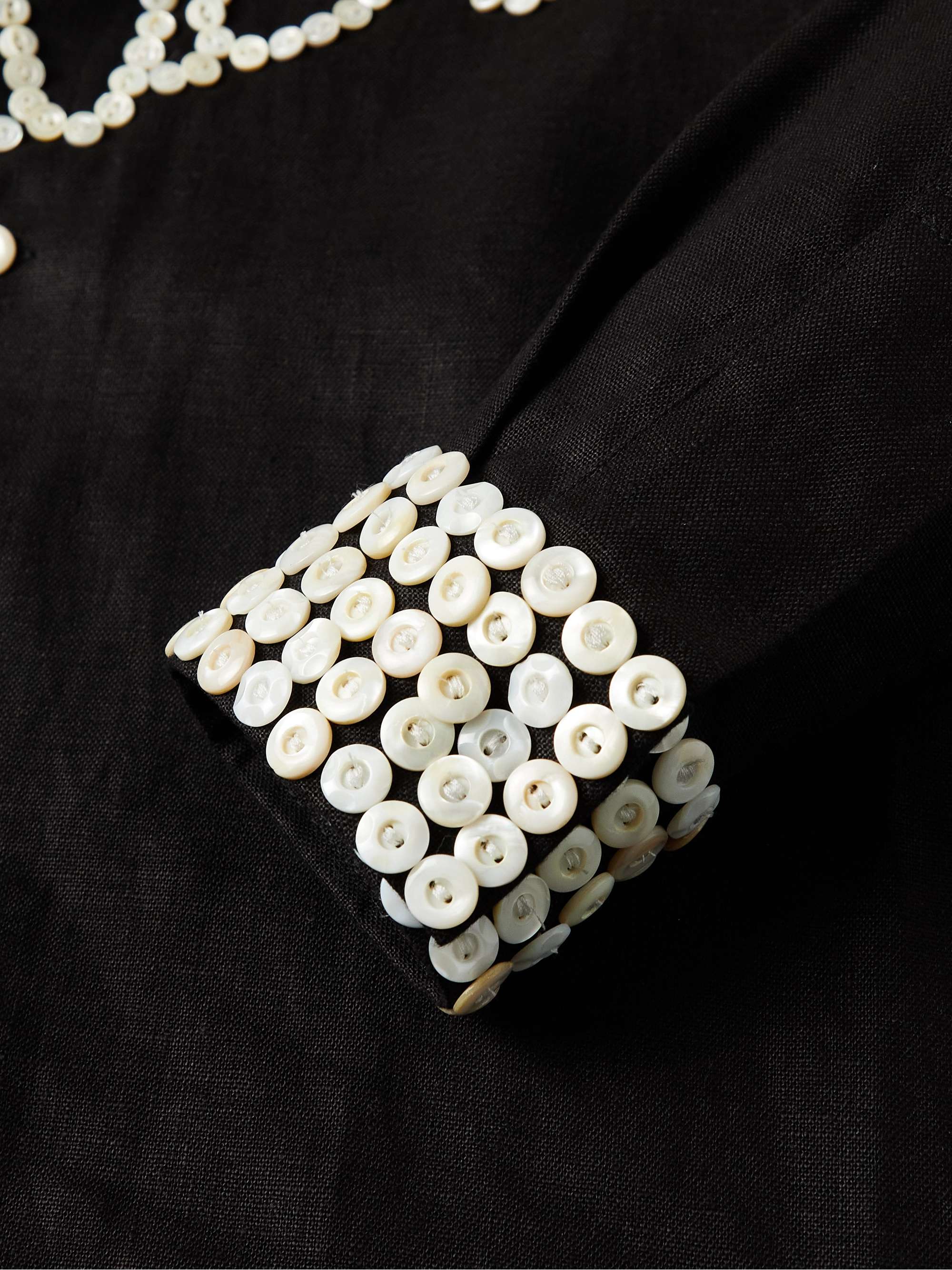 BODE Good Luck Button-Embellished Linen Shirt