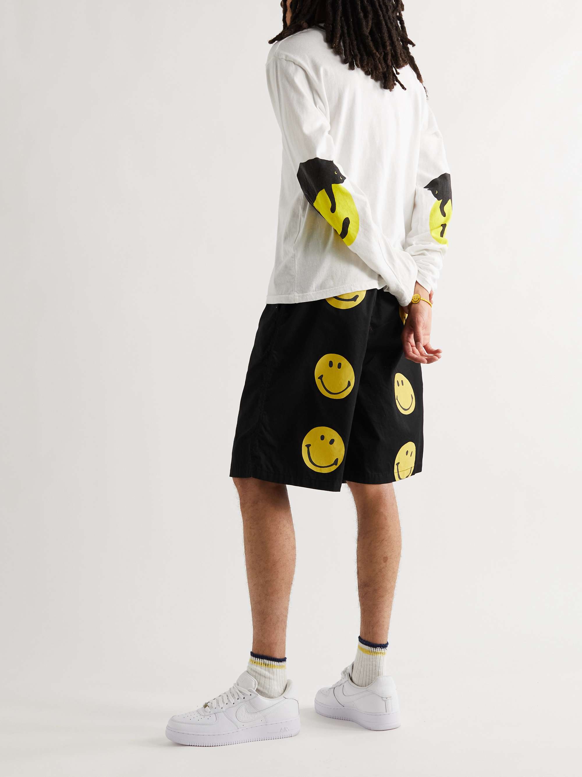 KAPITAL Wide-Leg Printed Cotton Shorts