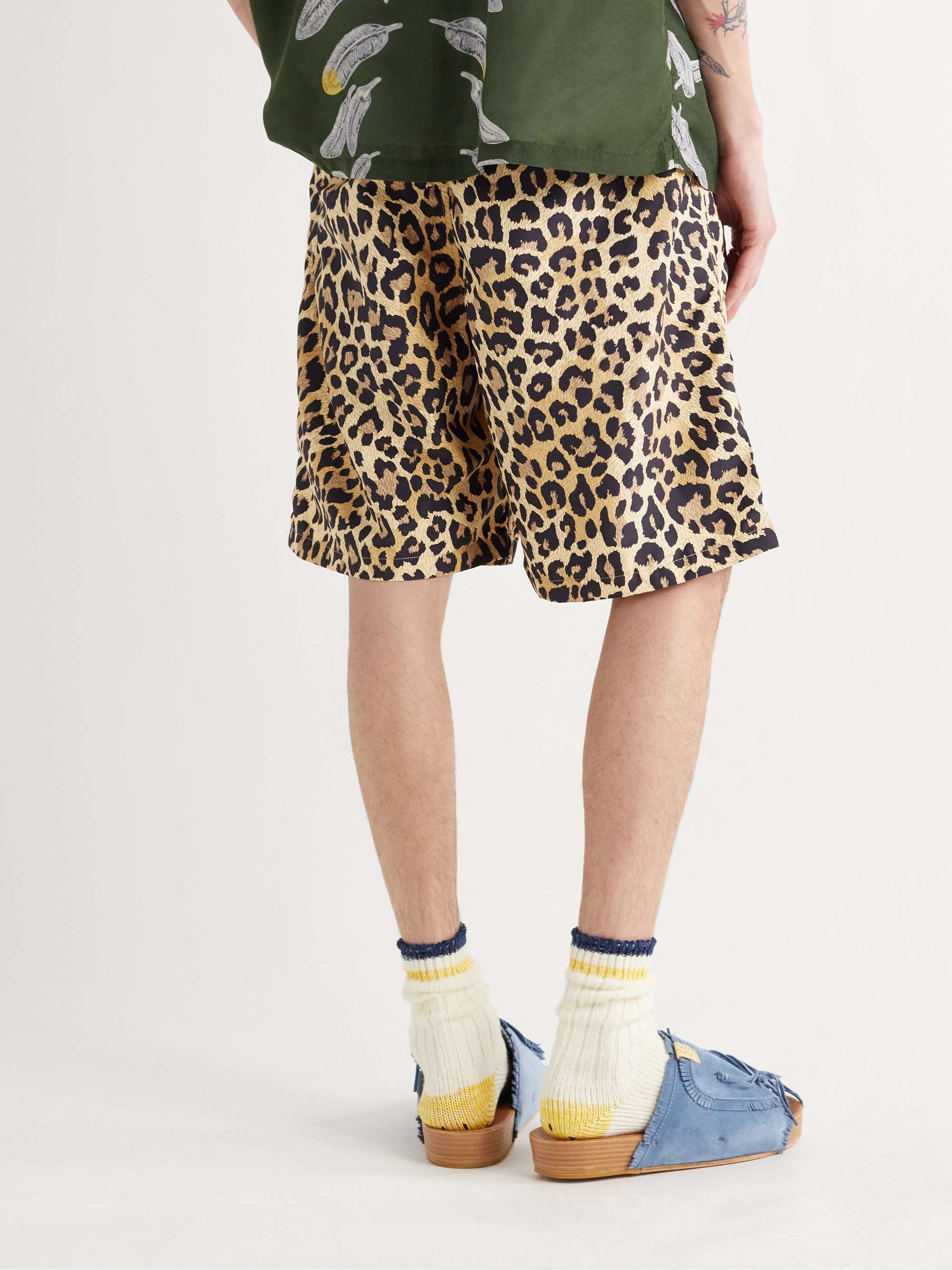 KAPITAL Wide-Leg Leopard-Print Poplin Shorts
