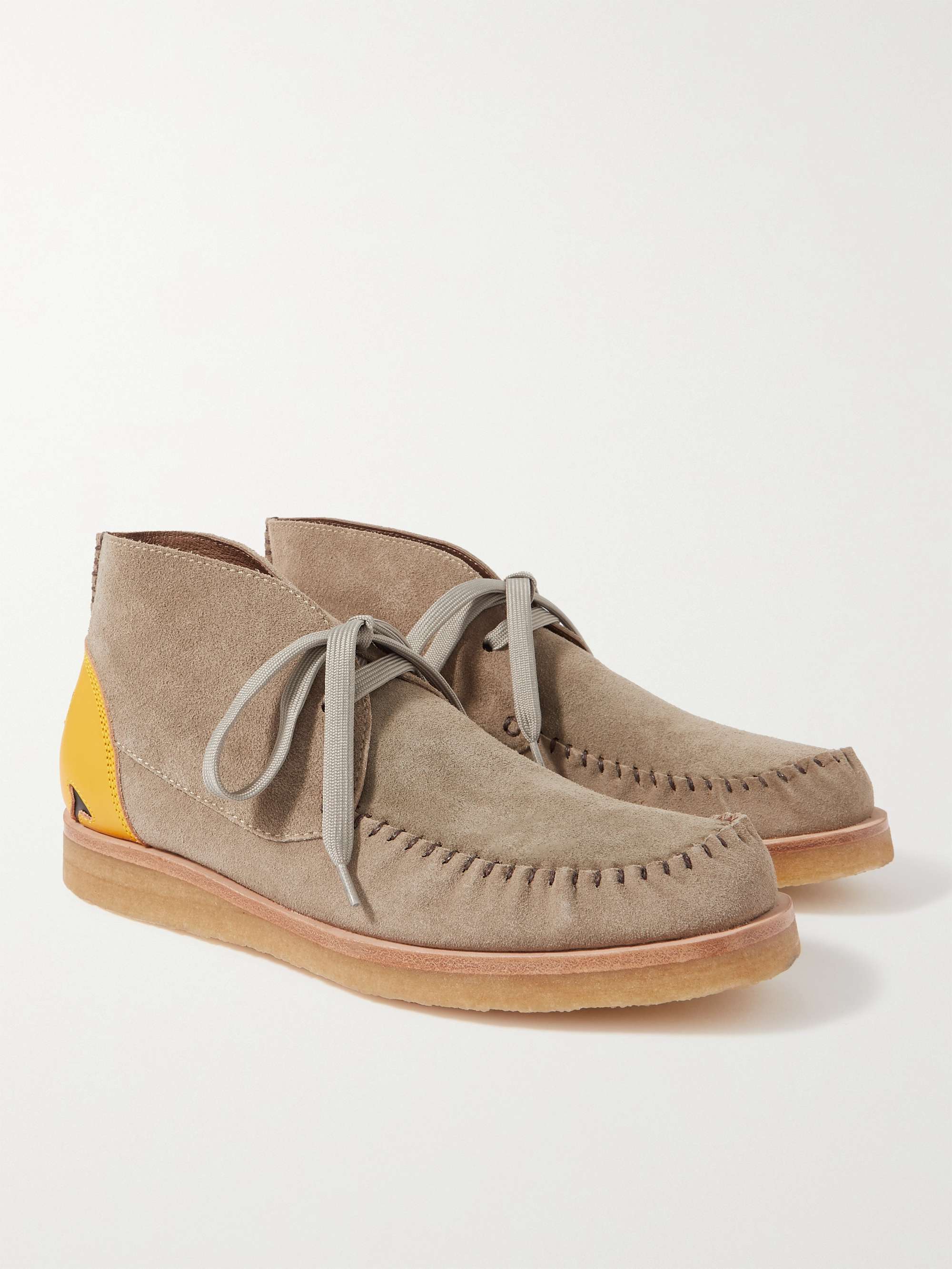 KAPITAL Leather-Trimmed Suede Desert Boots