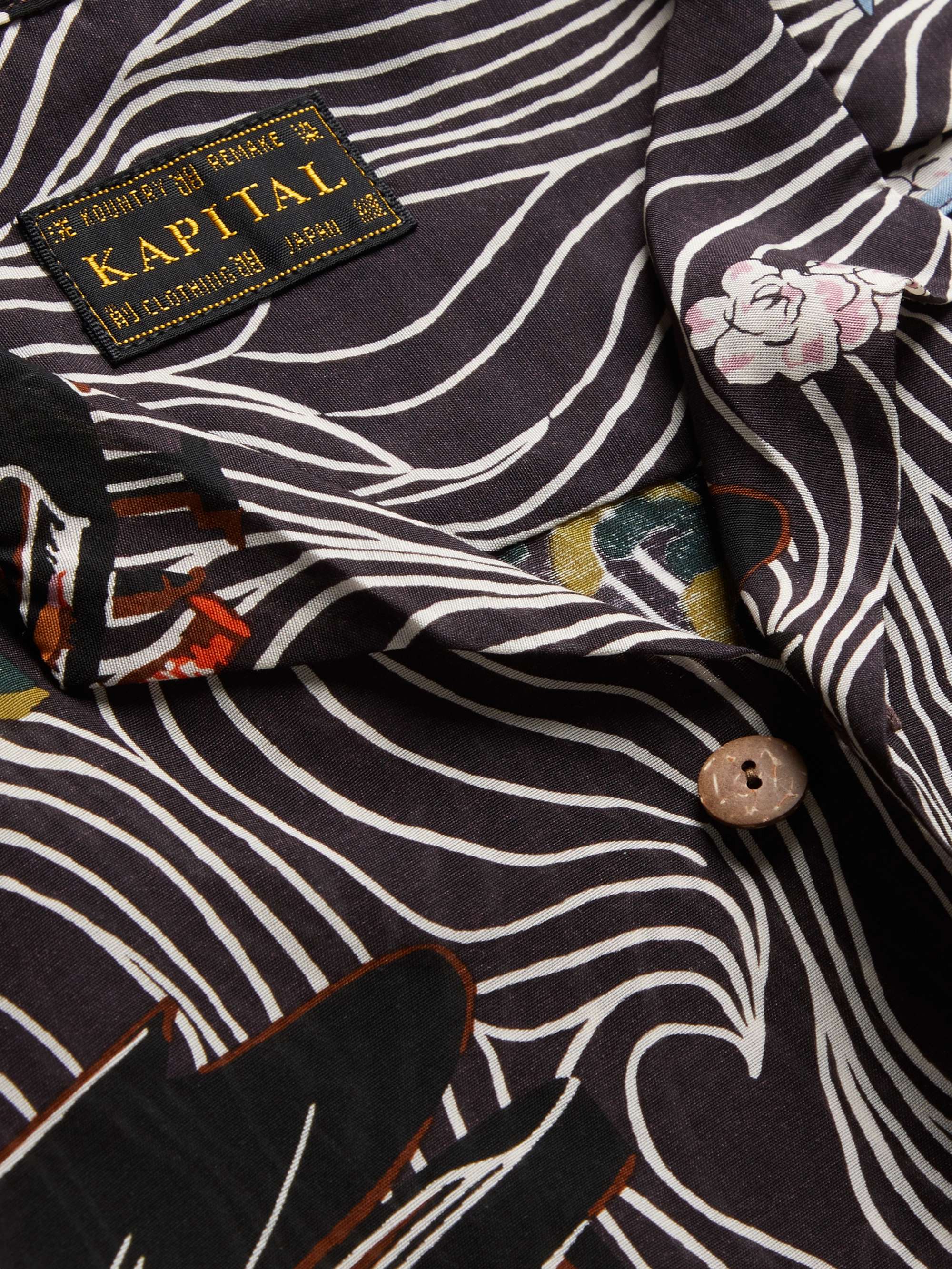 KAPITAL Convertible-Collar Printed Voile Shirt