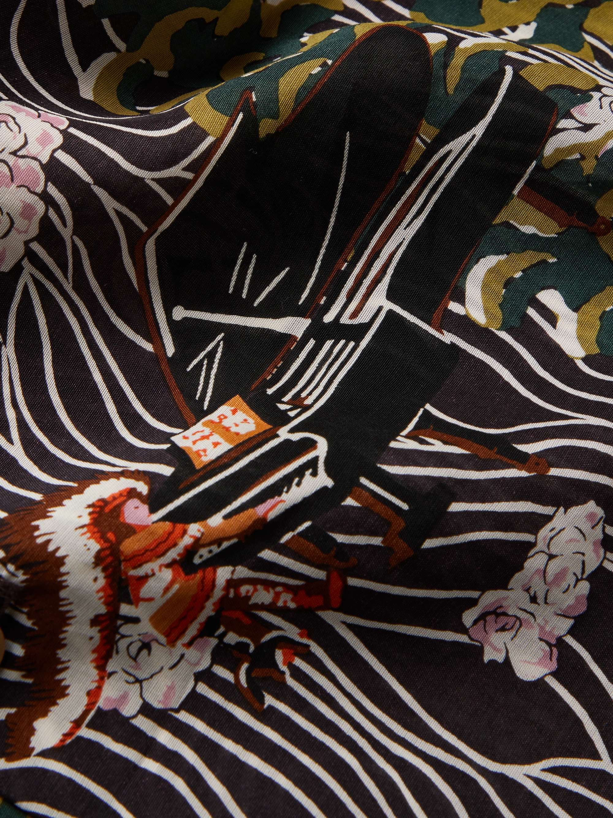 KAPITAL Convertible-Collar Printed Voile Shirt