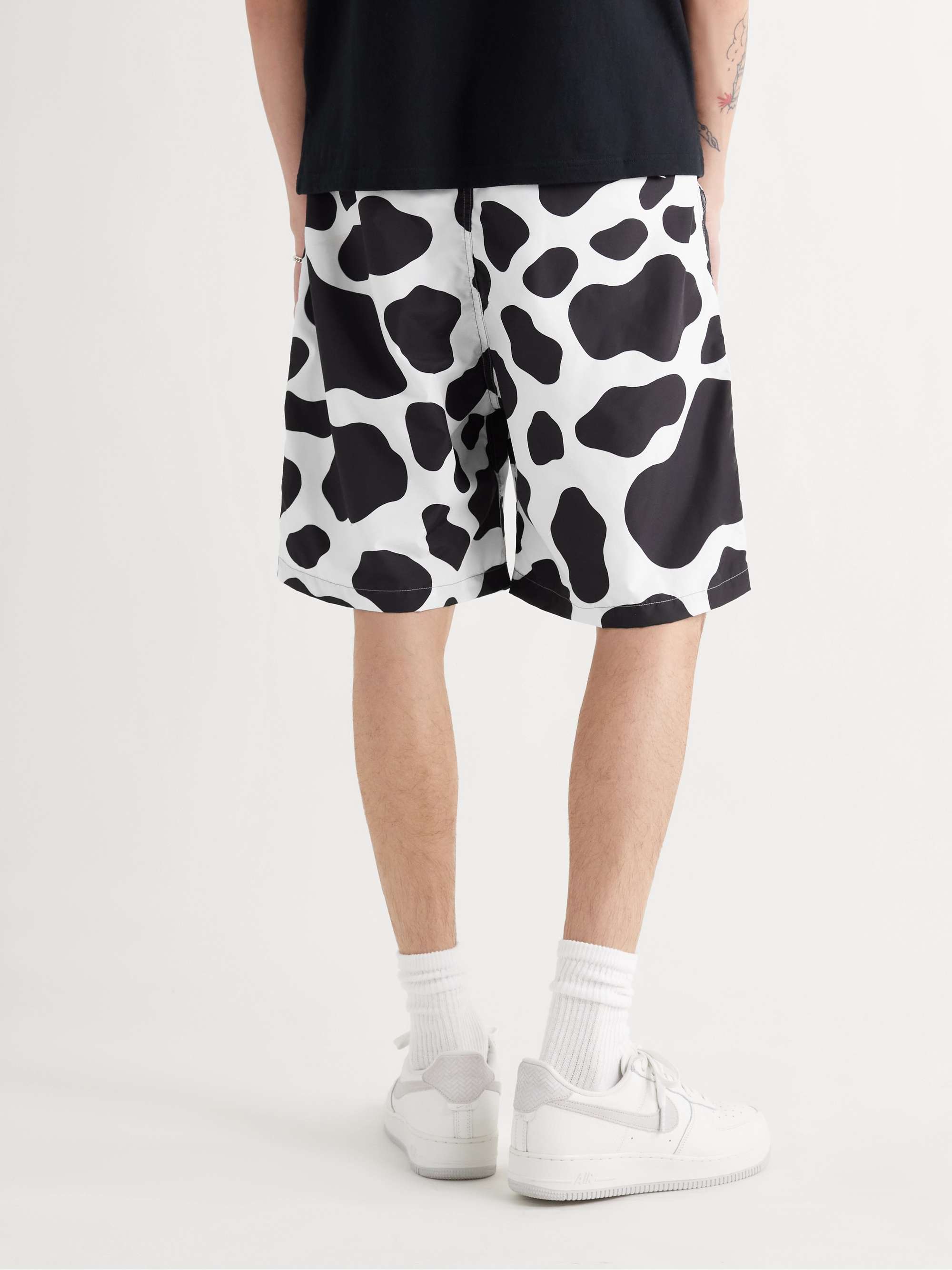 KAPITAL Wide-Leg Cow-Print Poplin Shorts