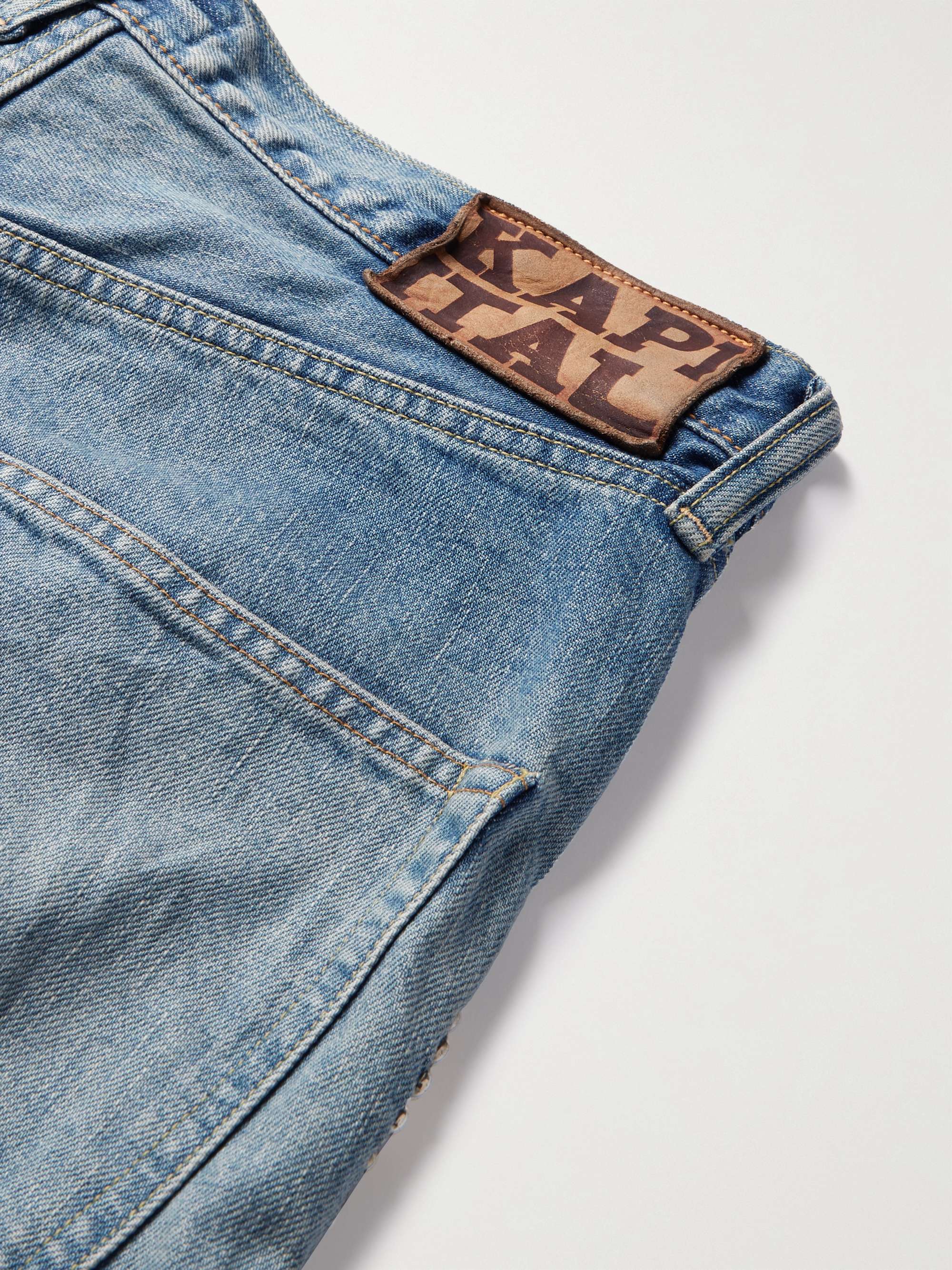 KAPITAL Wide-Leg Embellished Denim Shorts