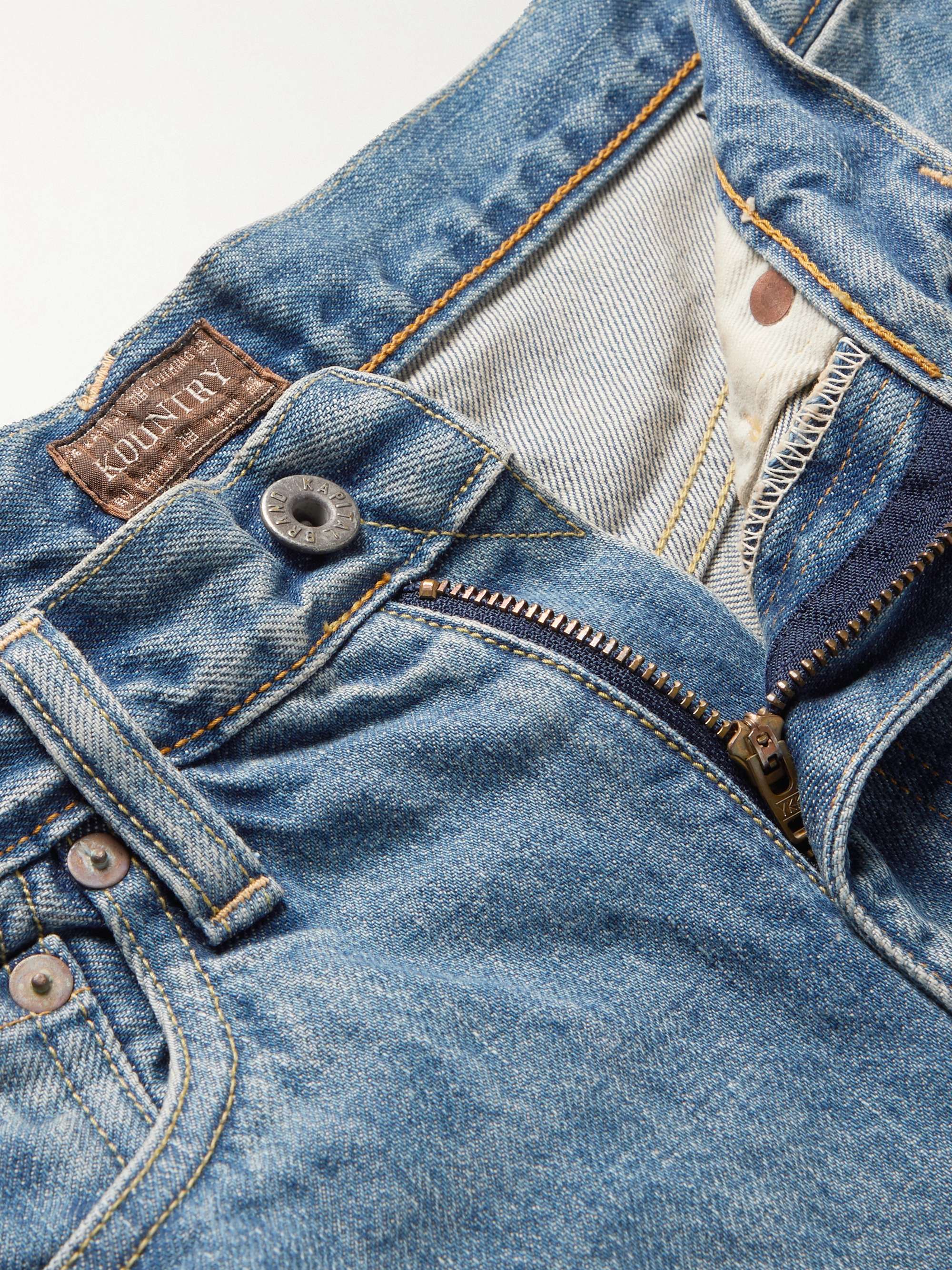KAPITAL Wide-Leg Embellished Denim Shorts