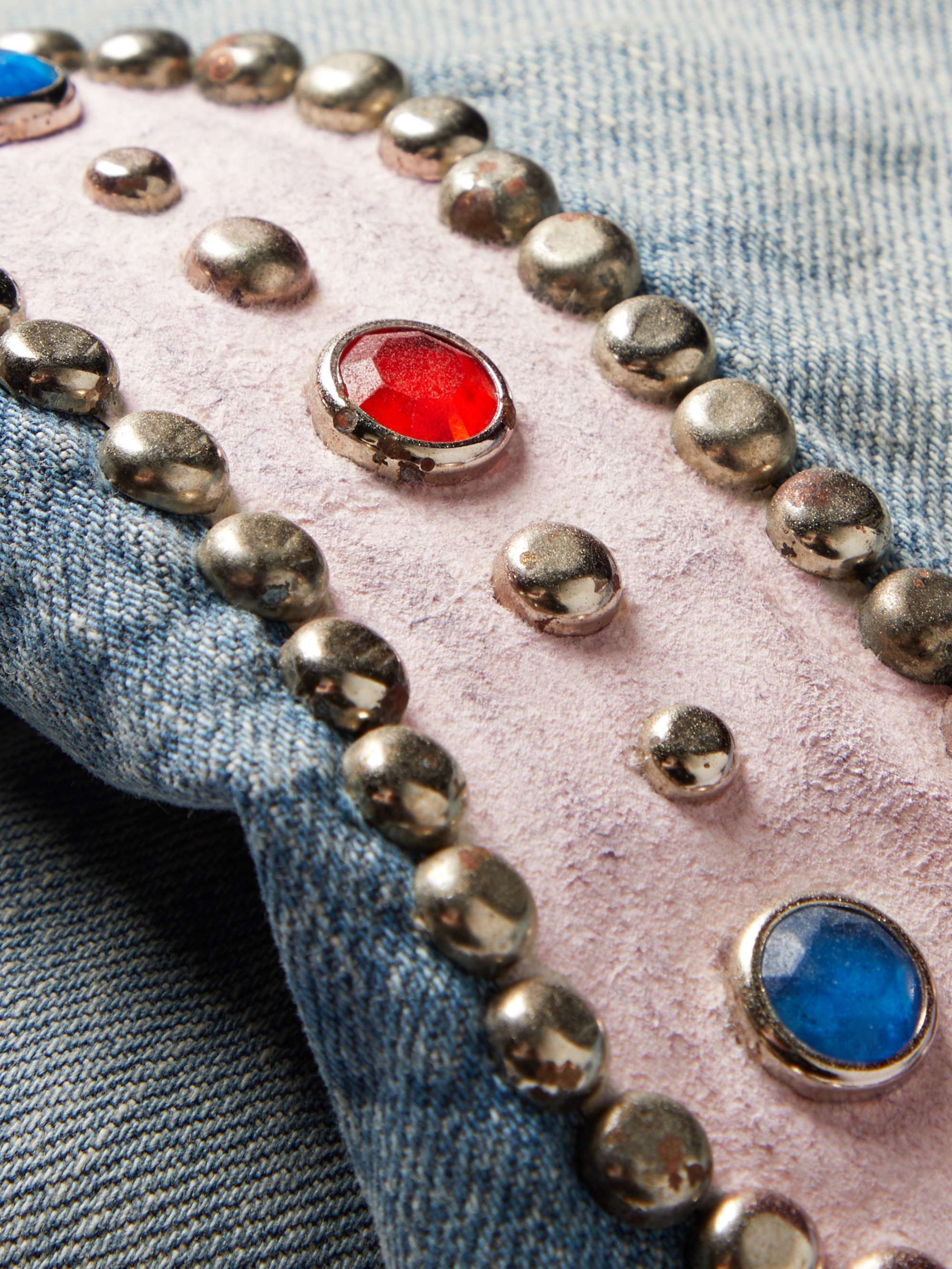 KAPITAL Wide-Leg Embellished Denim Shorts