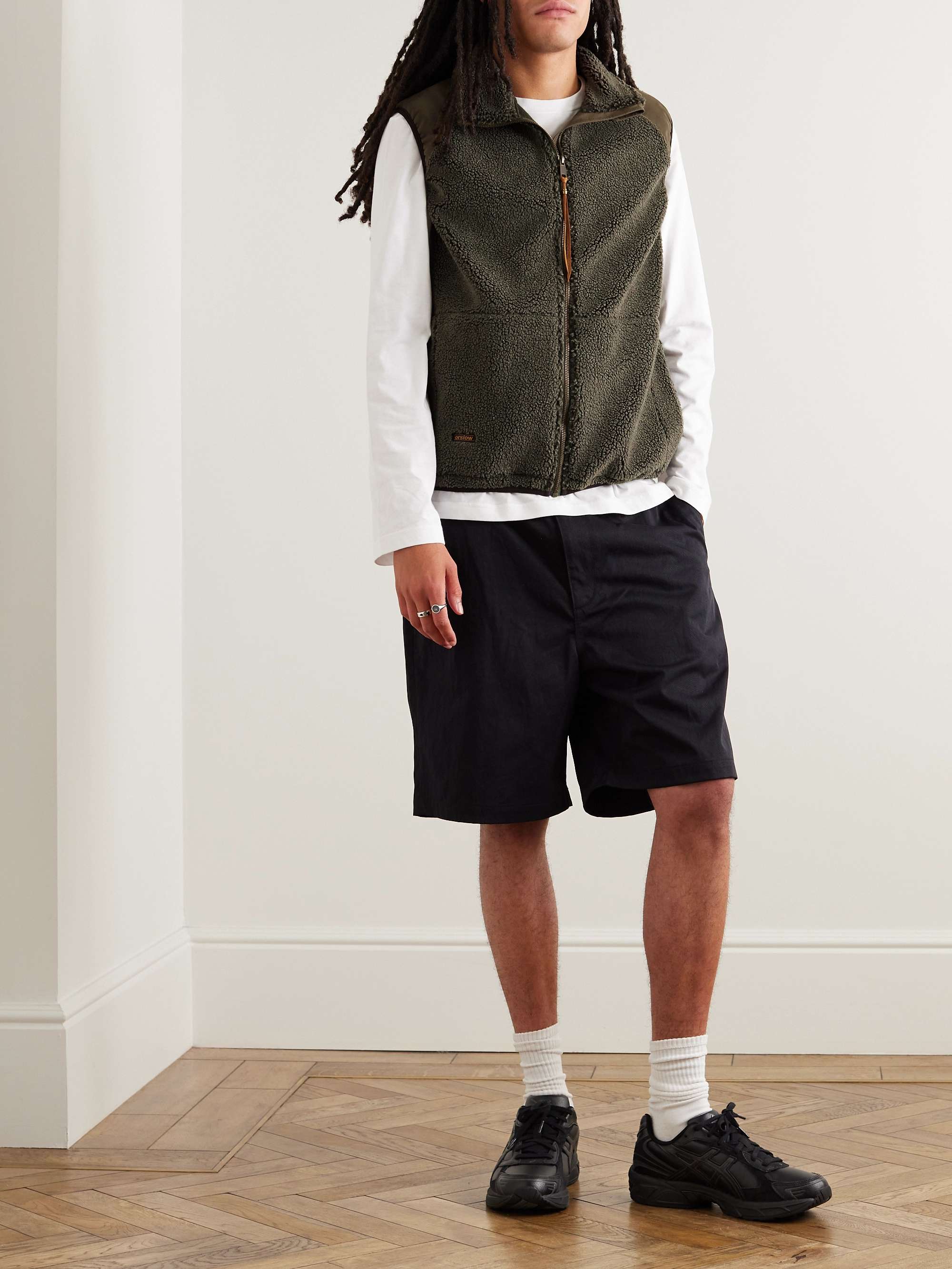 ORSLOW Boa Cotton Corduroy-Trimmed Fleece Gilet