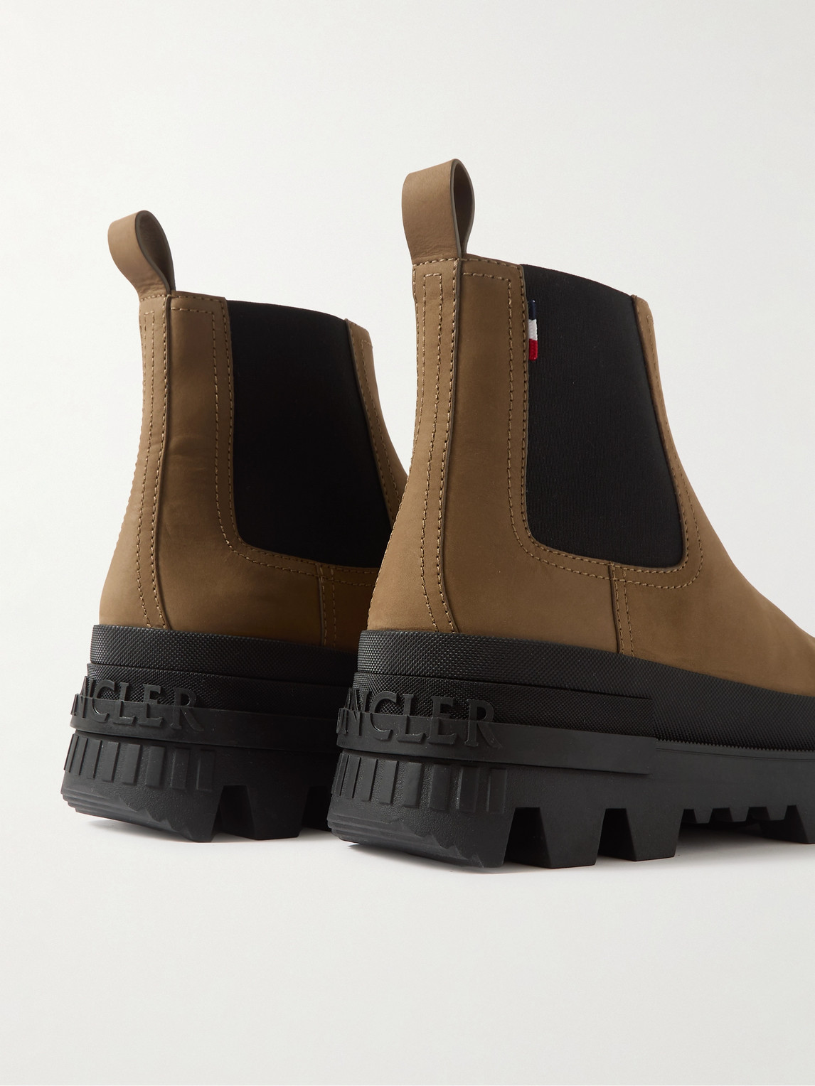 Shop Moncler Suede Chelsea Boots In Neutrals