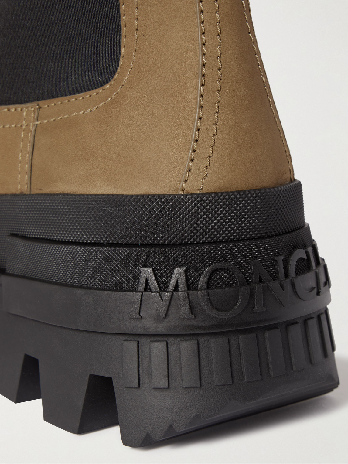 Shop Moncler Suede Chelsea Boots In Neutrals