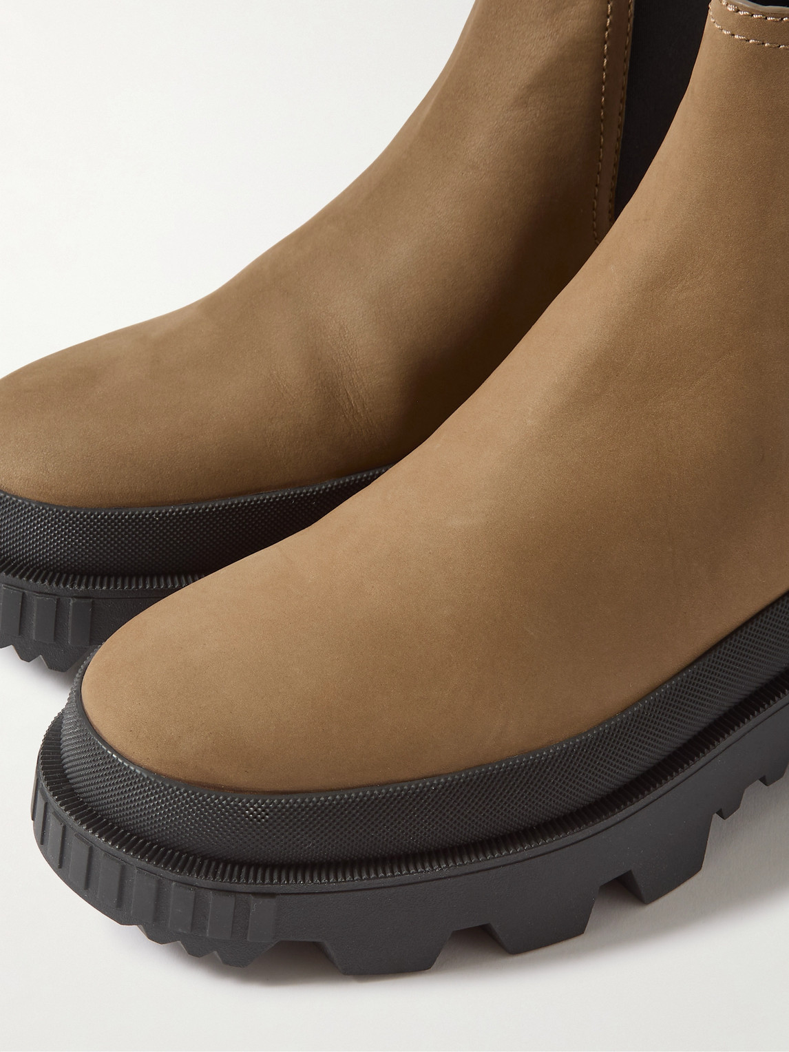 Shop Moncler Suede Chelsea Boots In Neutrals