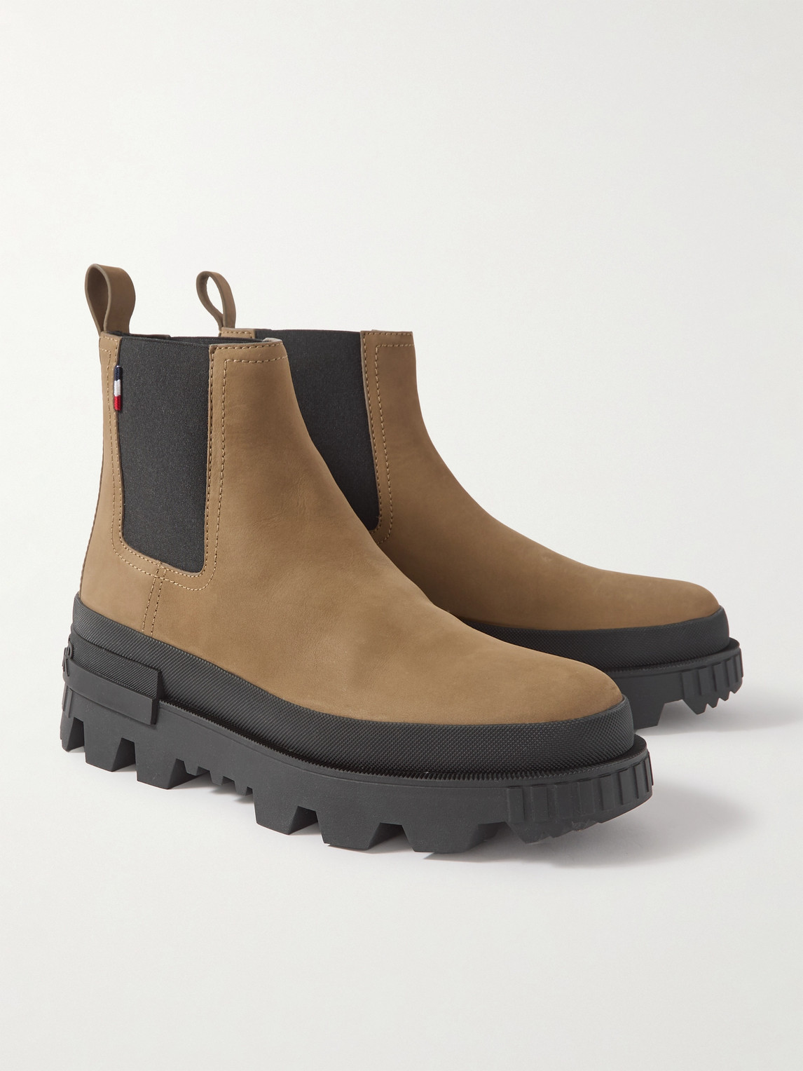 Shop Moncler Suede Chelsea Boots In Neutrals