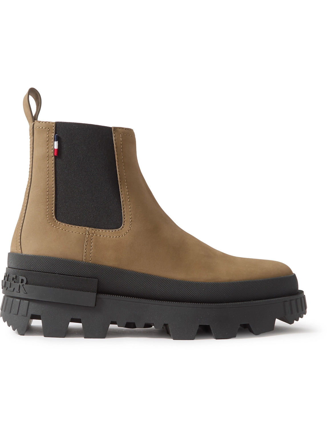 Shop Moncler Suede Chelsea Boots In Neutrals