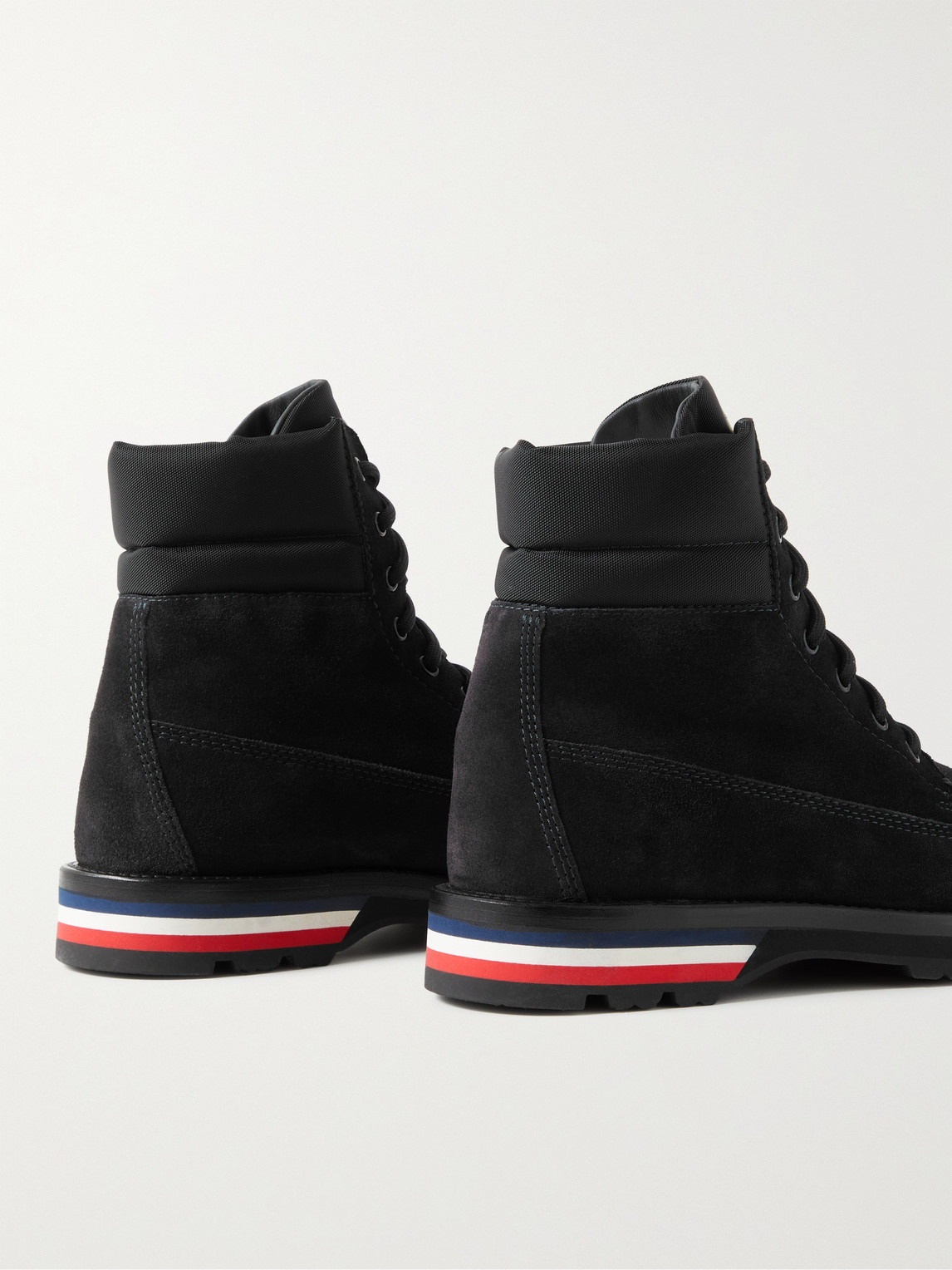 Shop Moncler Vancouver Shell-trimmed Suede Hiking Boots In Black