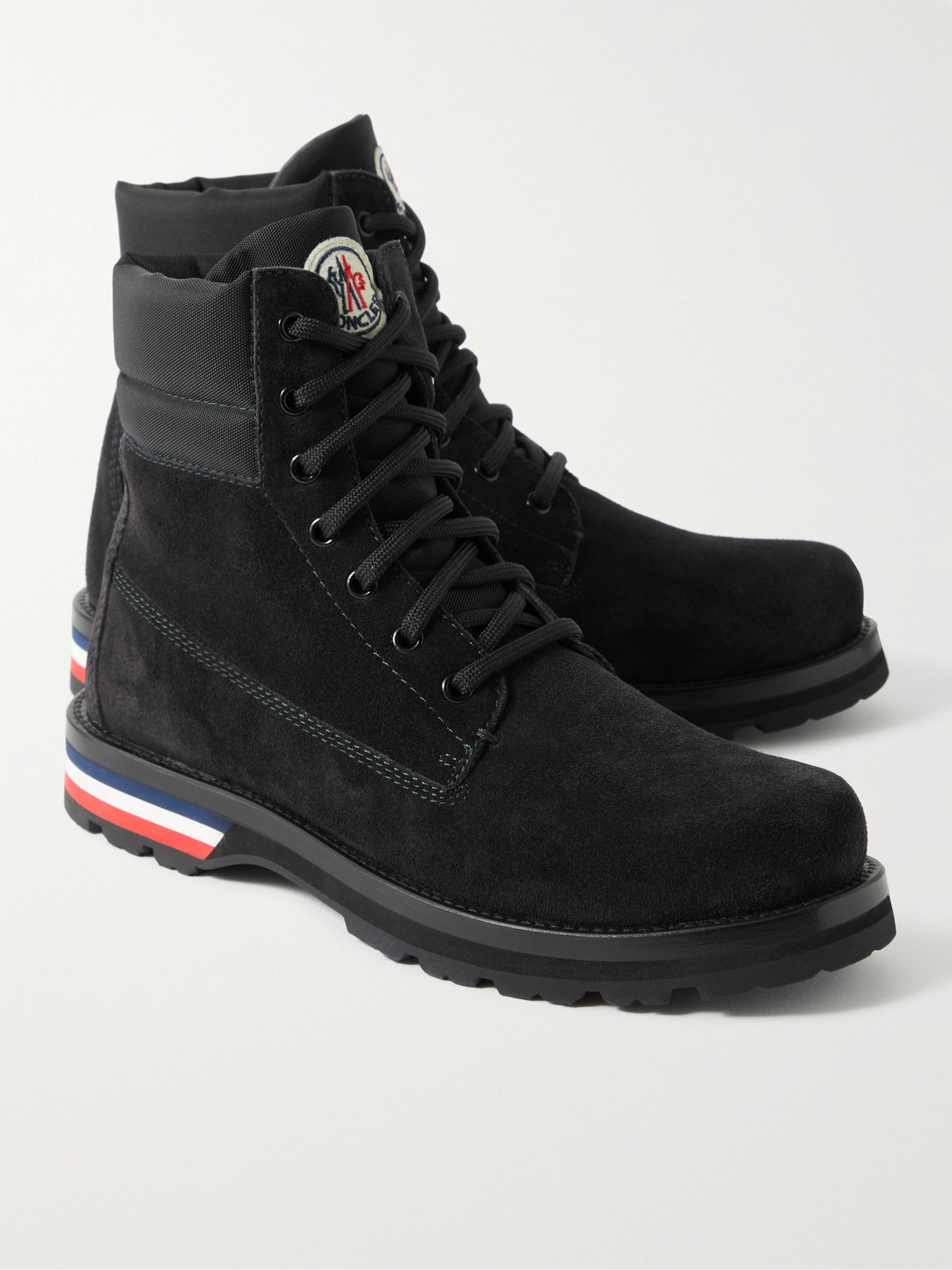 Shop Moncler Vancouver Shell-trimmed Suede Hiking Boots In Black