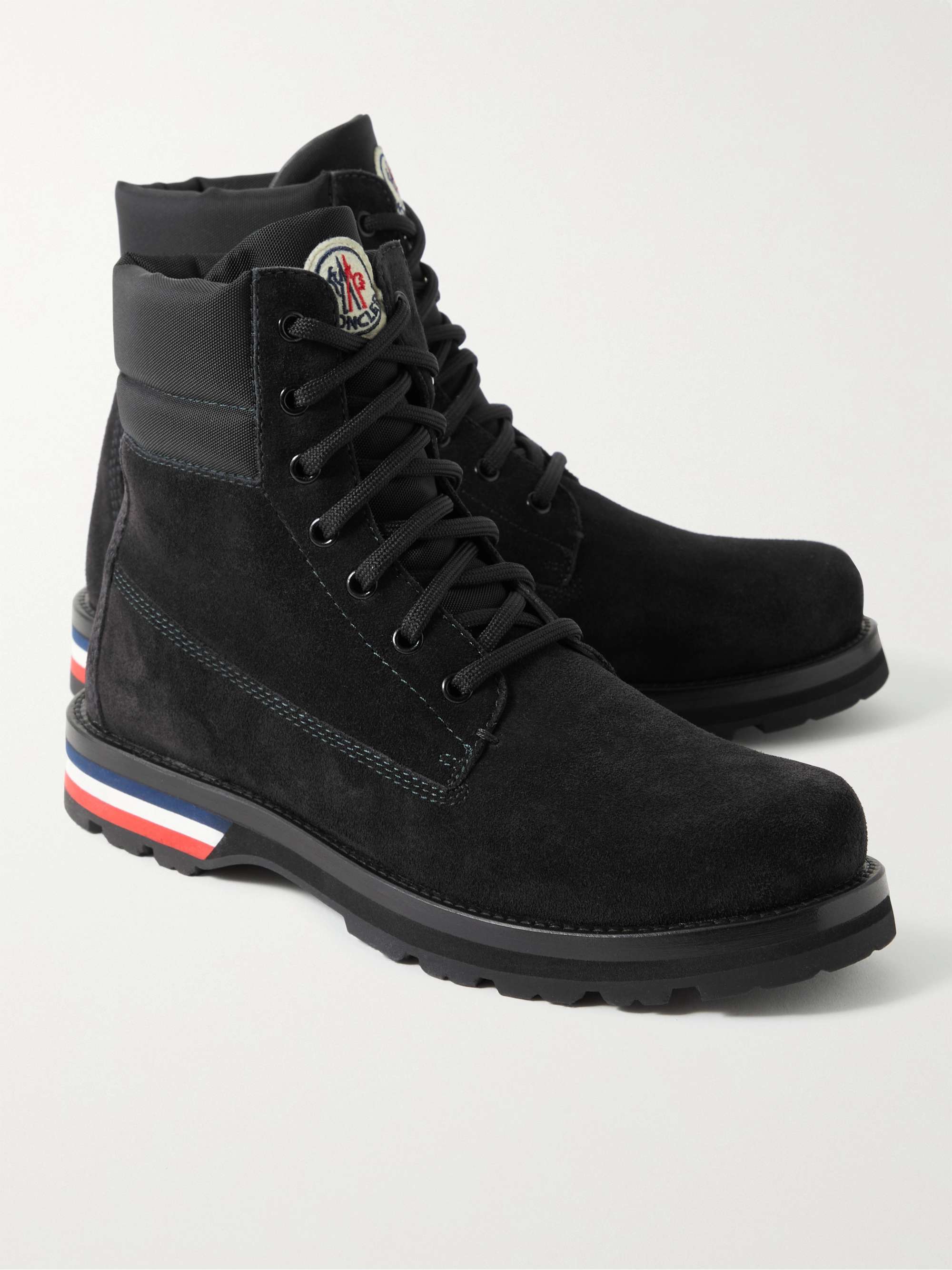 MONCLER Vancouver Shell-Trimmed Suede Hiking Boots
