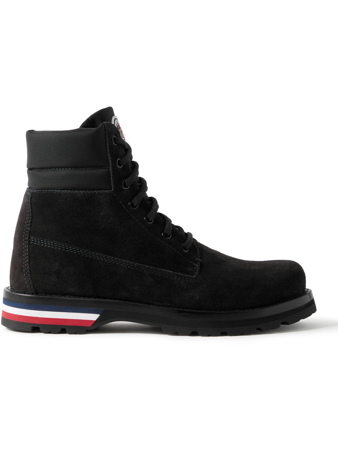 Moncler Vancouver Shell-trimmed Suede Hiking Boots In Black