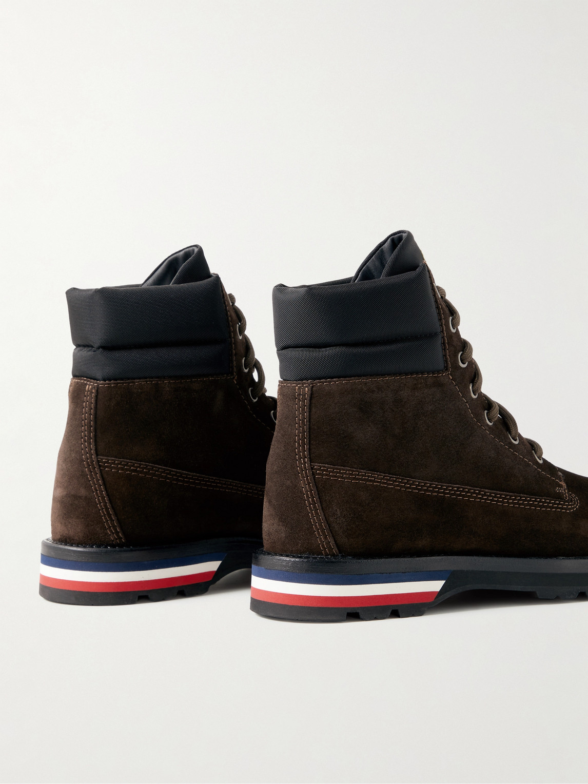 Shop Moncler Vancouver Shell-trimmed Suede Hiking Boots In Brown